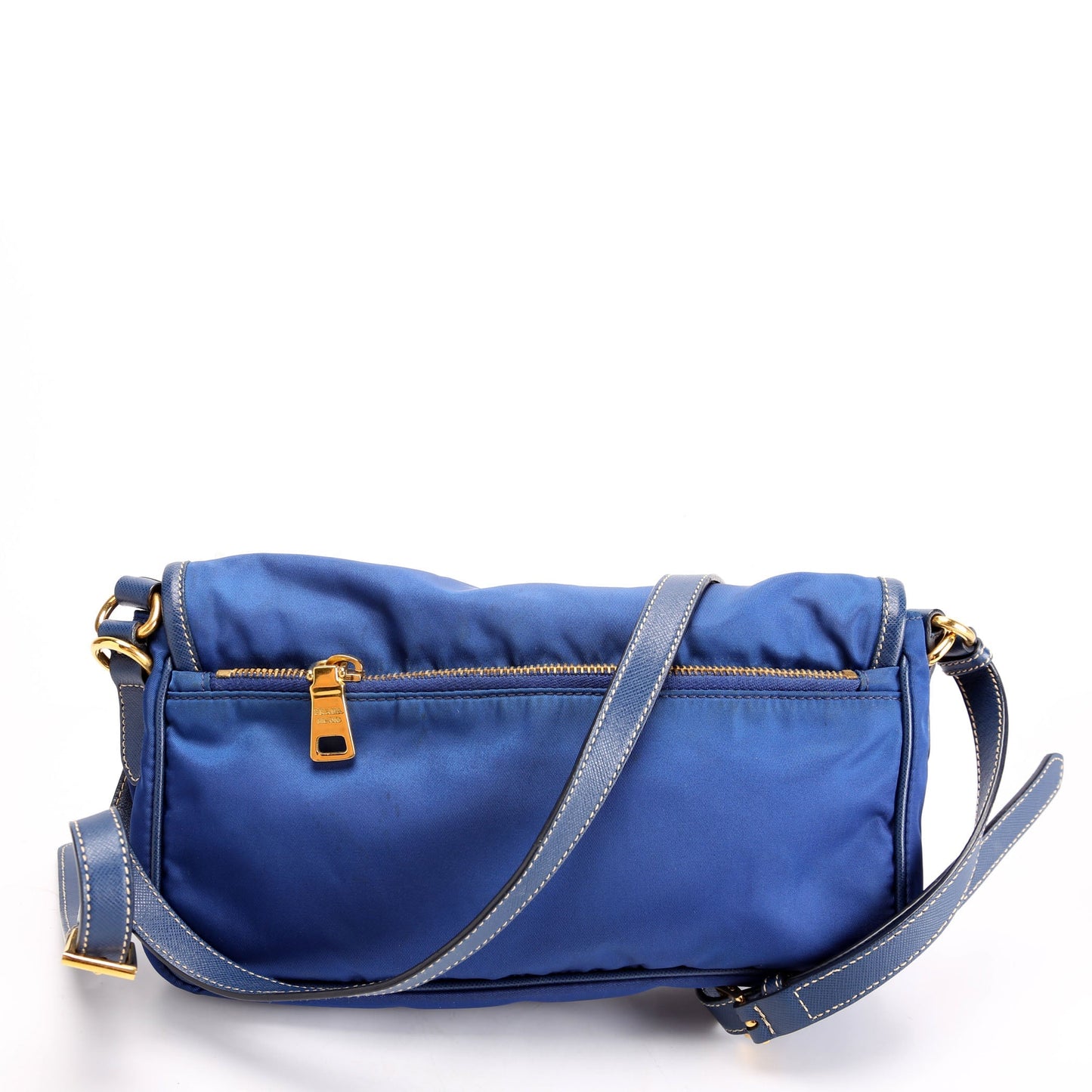 Prada Tessuto Saffiano Buckle Messenger Bag Nylon Blue Travel Bag
