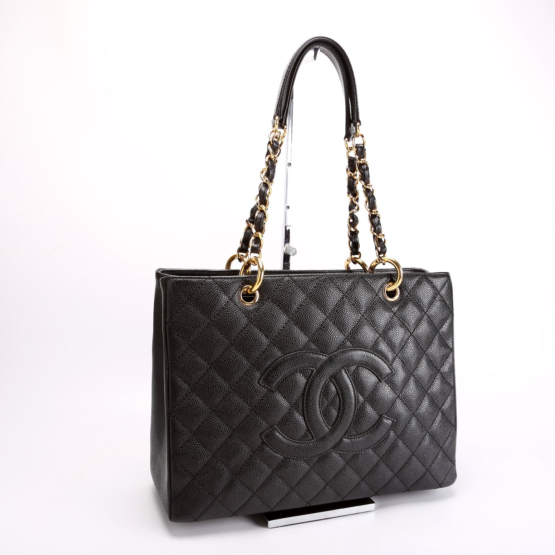 Chanel Grand Shopping Caviar Black Tote Bag Black 5