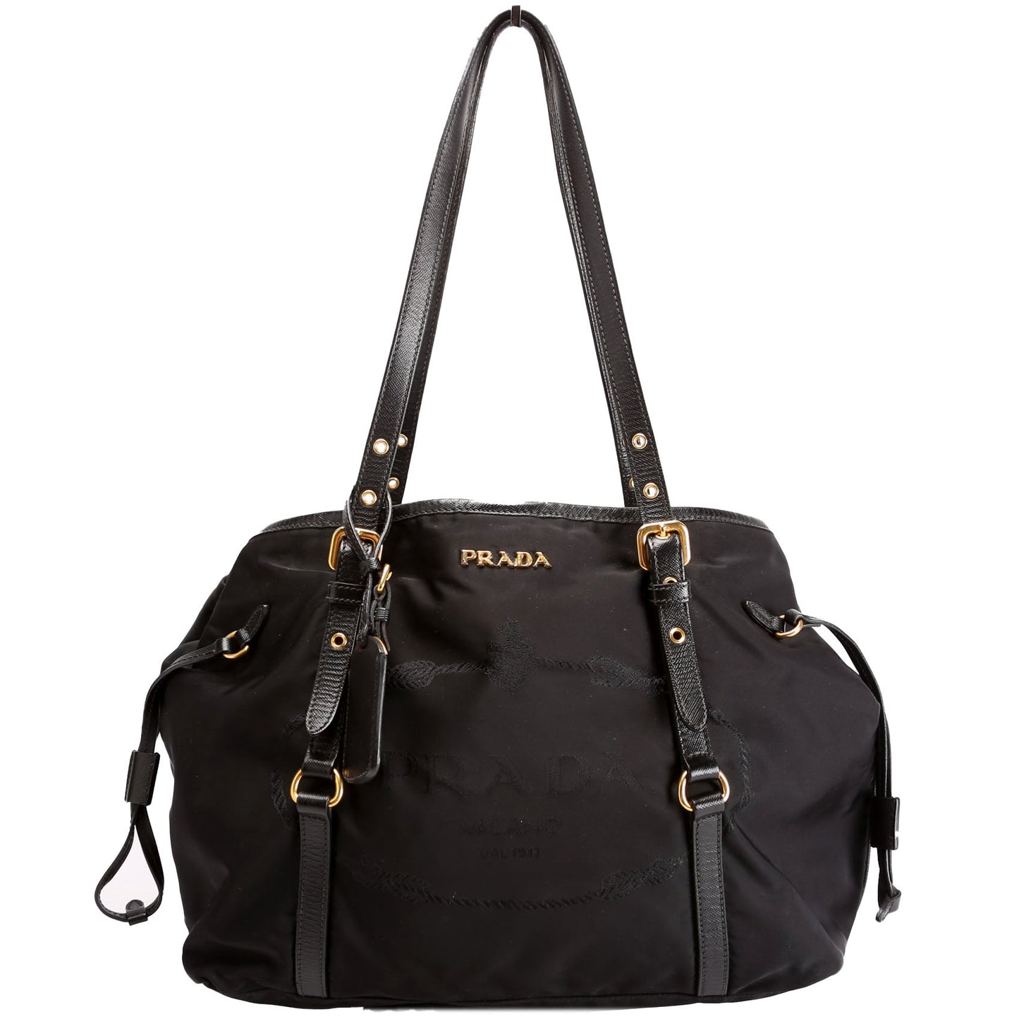 Prada To Saffiano Bag Nylon Black Travel Bag