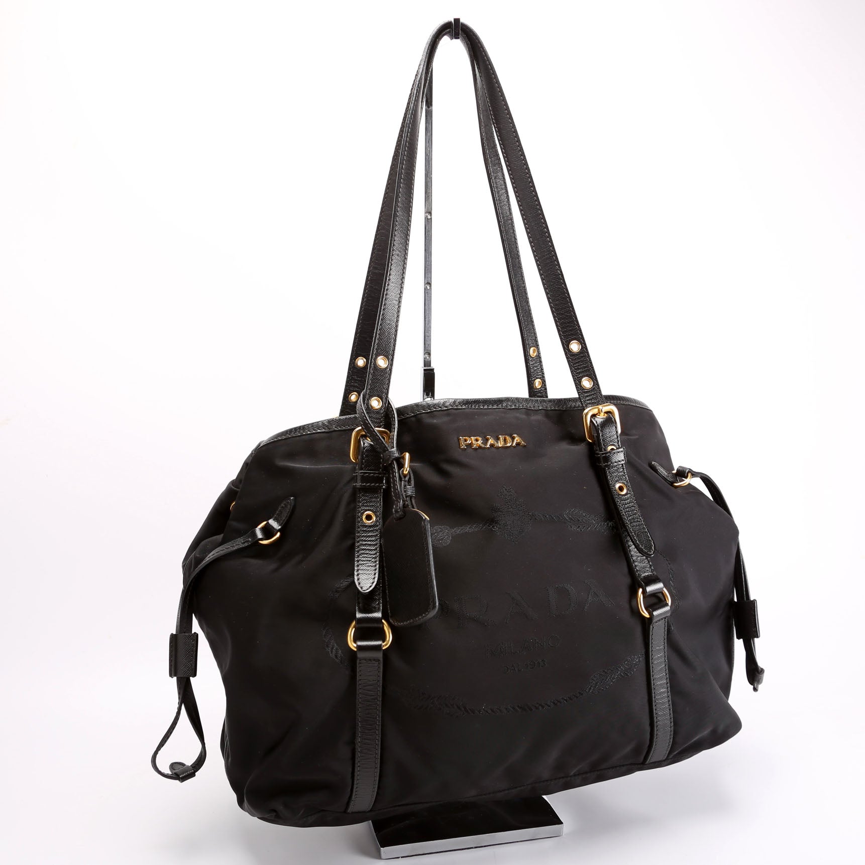 Prada To Saffiano Bag Nylon Black Travel Bag