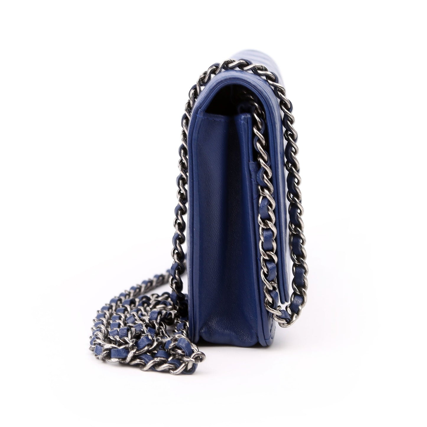 Chanel WOC Boy Lambskin Blue Clutch Bag