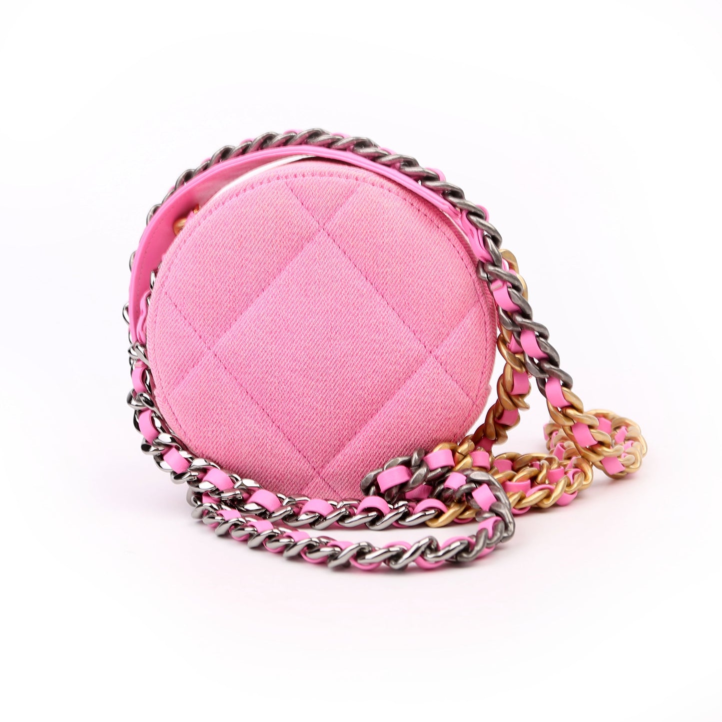Chanel 19 Round Denim 31M Pink Clutch Bag