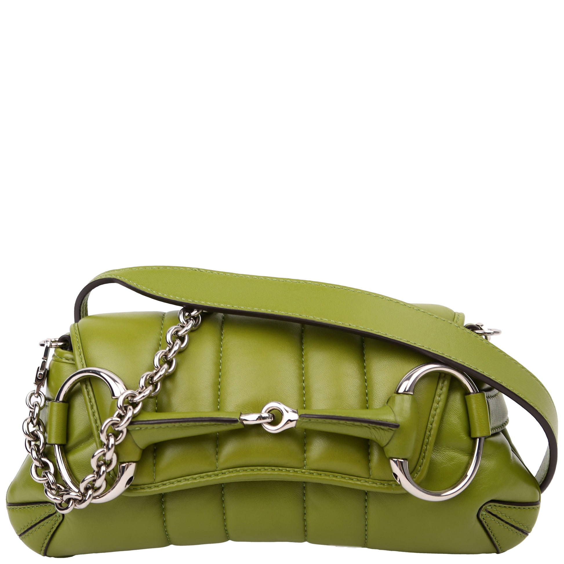 Gucci Vertical Maxi Horsebit Quilted Green Medium Chain Shoulder Bag