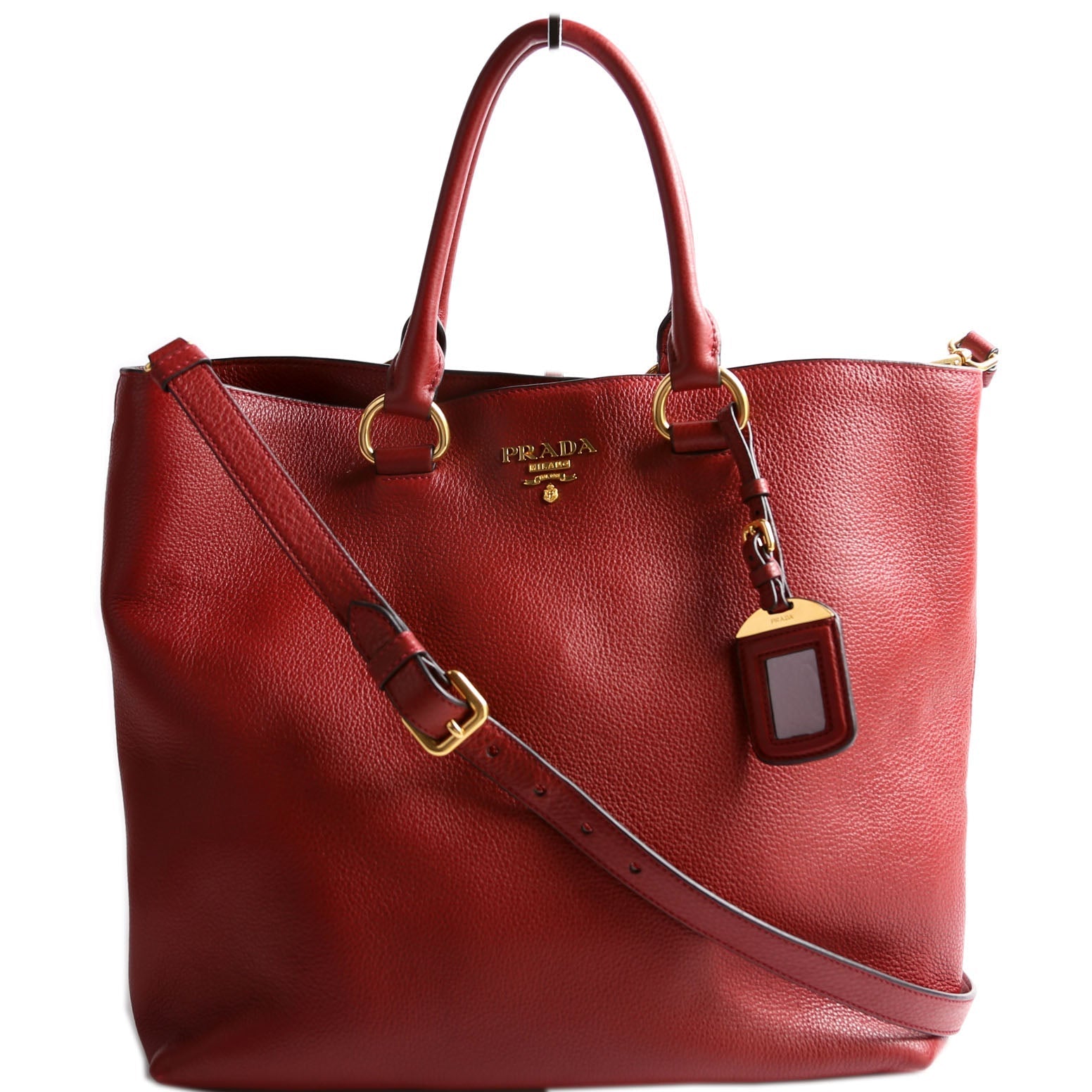 Prada Vitello Phenix Shopper Tote Bag Red
