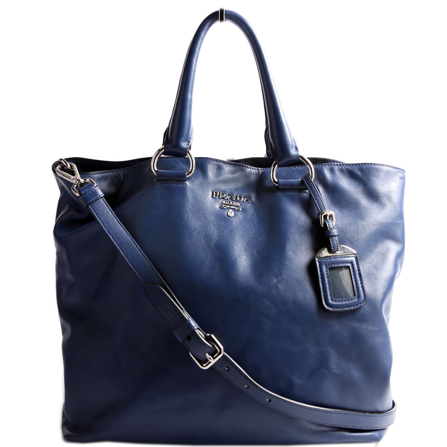 Prada Soft Calf Shopping Tote Bag Blue