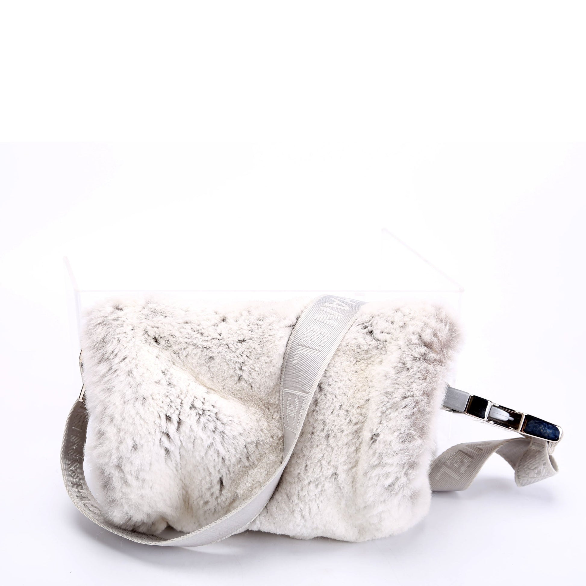 Chanel Sport Ligne Duffle Rabbit Fur 10M Grey Travel Bag