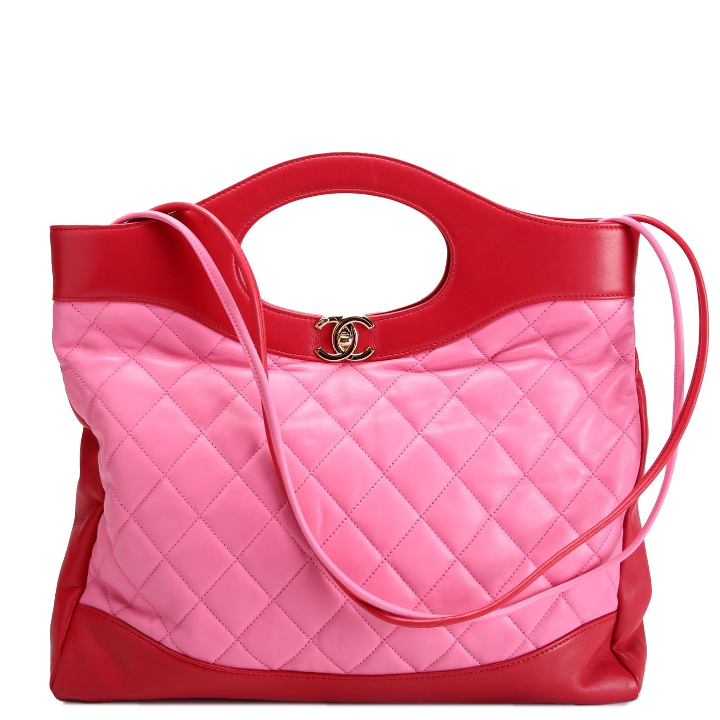 Chanel 31 Shopping Lambskin 26M Red Pink Handbag