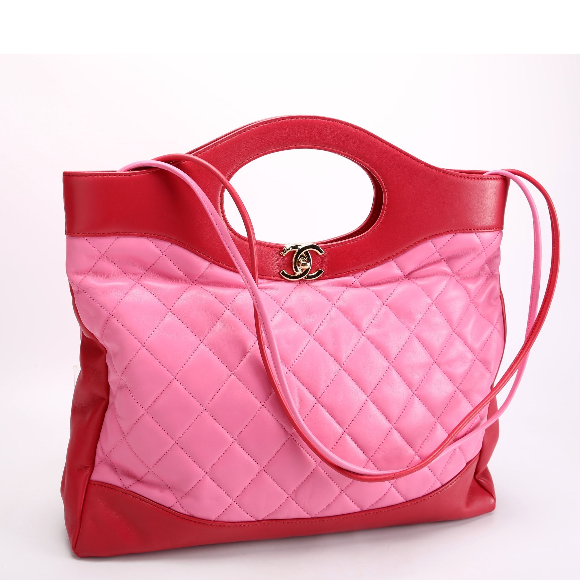 Chanel 31 Shopping Lambskin 26M Red Pink Handbag