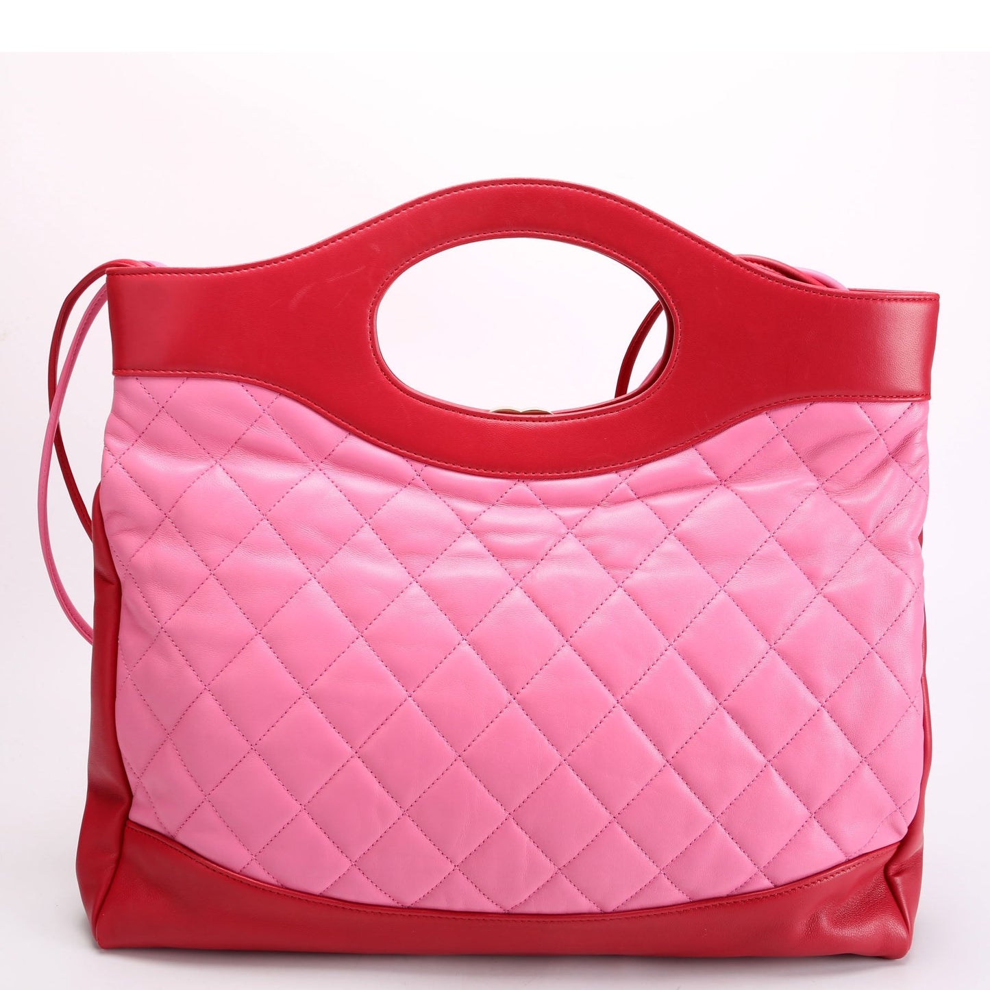 Chanel 31 Shopping Lambskin 26M Red Pink Handbag