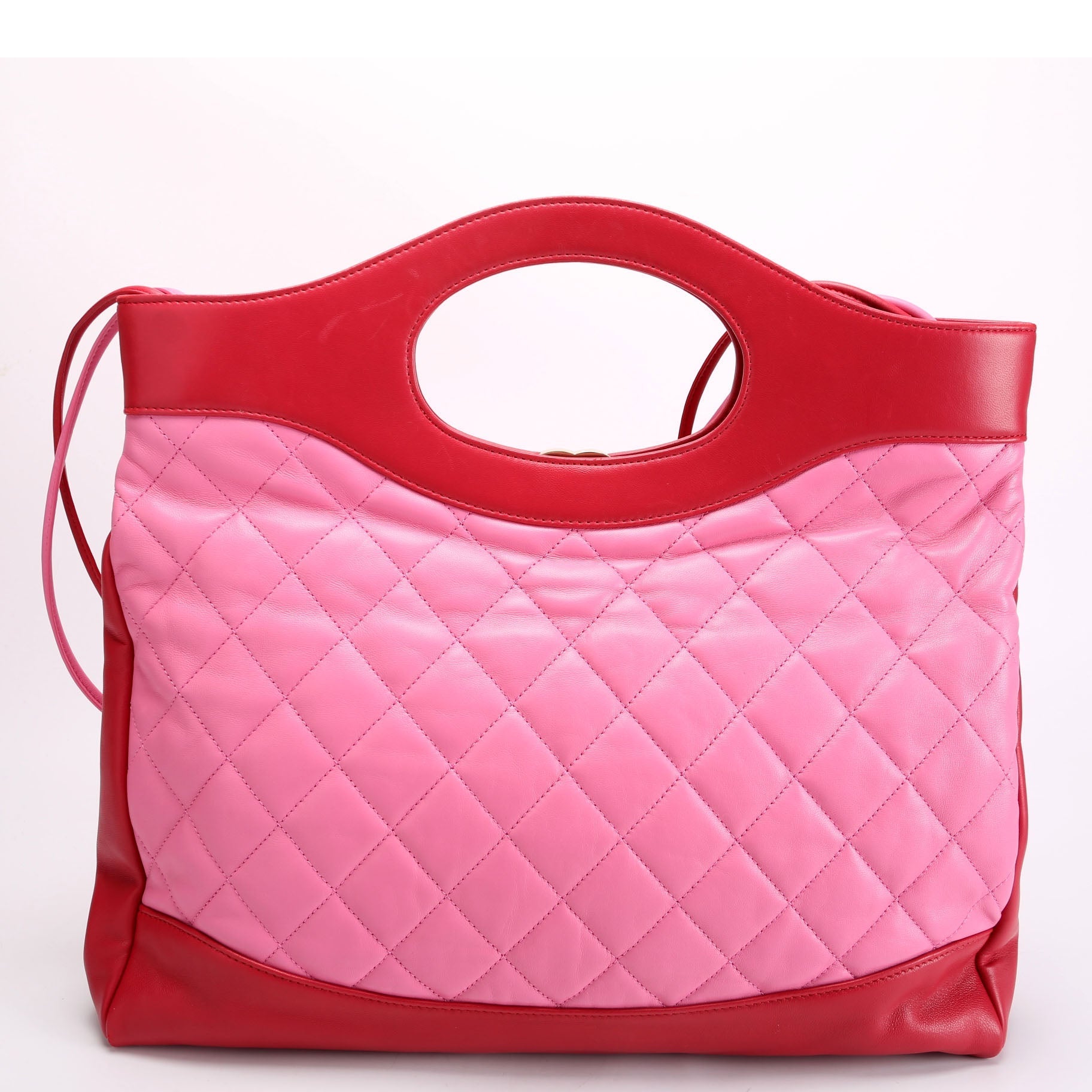 Chanel 31 Shopping Lambskin 26M Red Pink Handbag