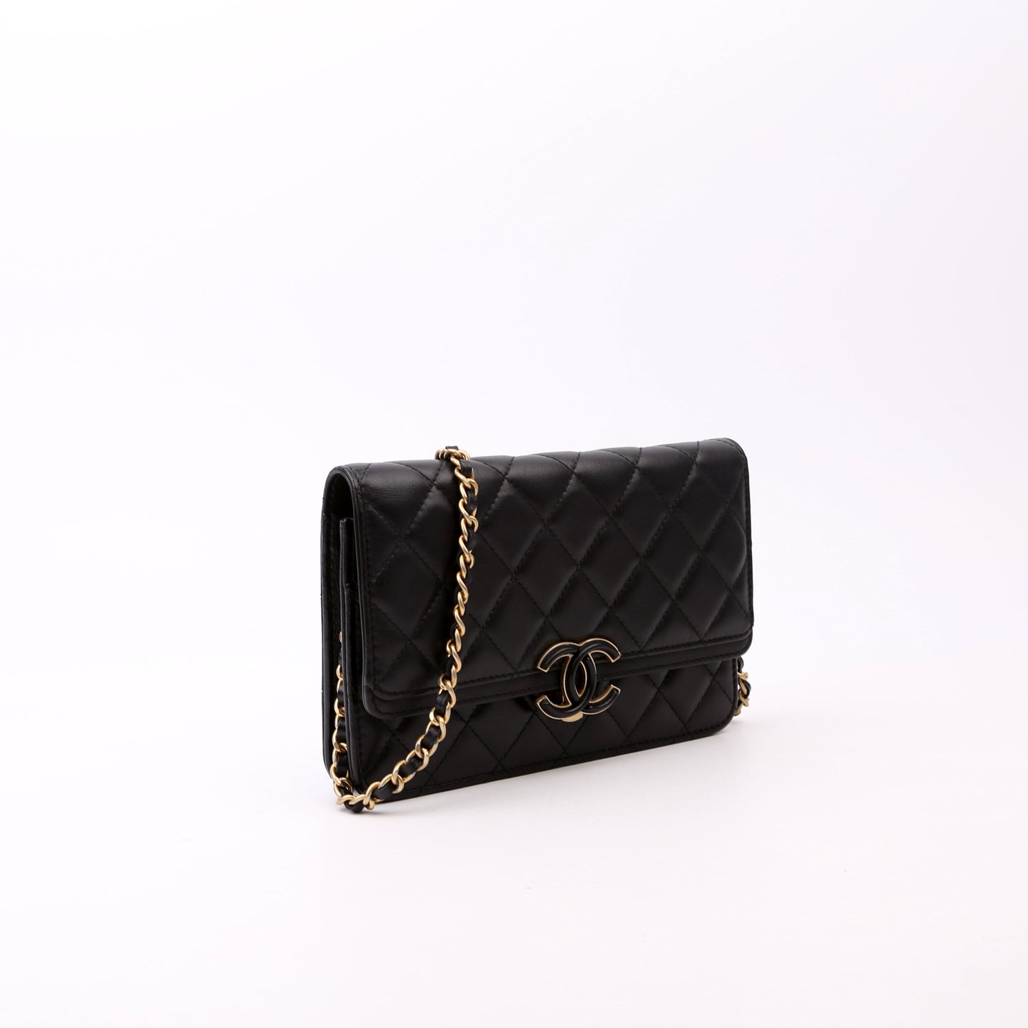 Chanel WOC CC Chic Quilted Lambskin Black Clutch Bag