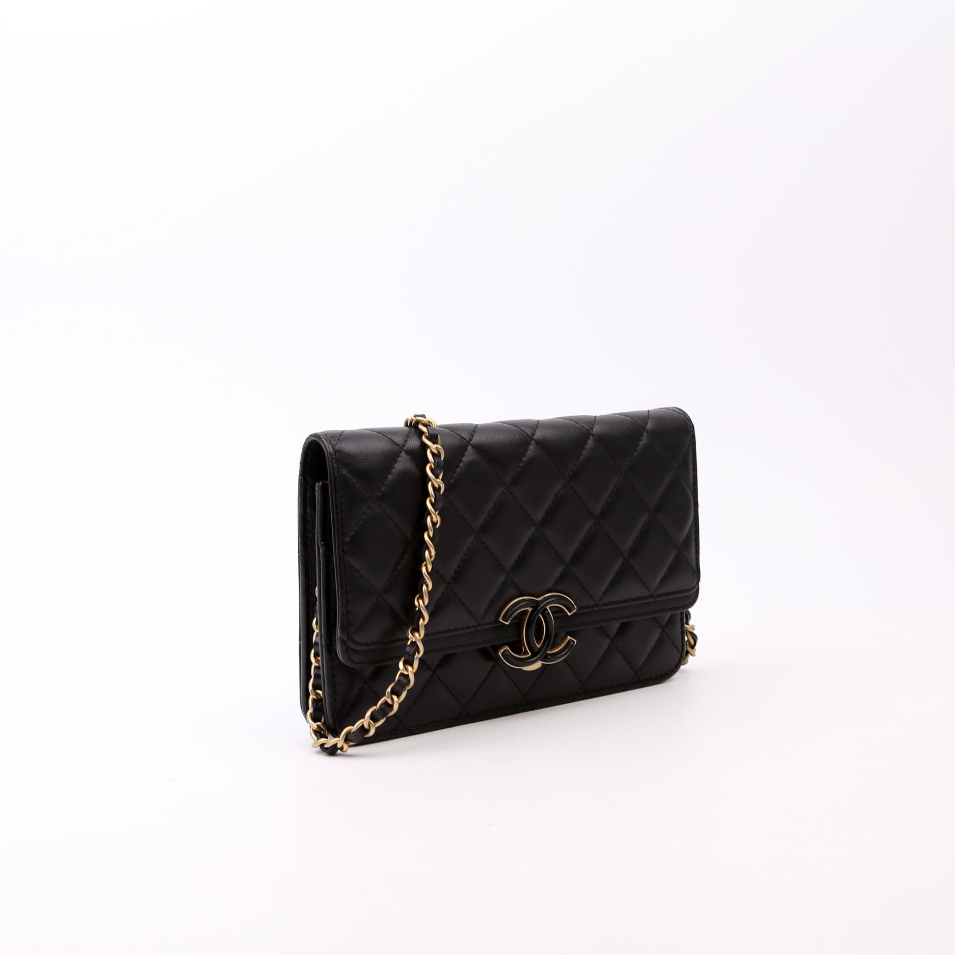 Chanel WOC CC Chic Quilted Lambskin Black Clutch Bag