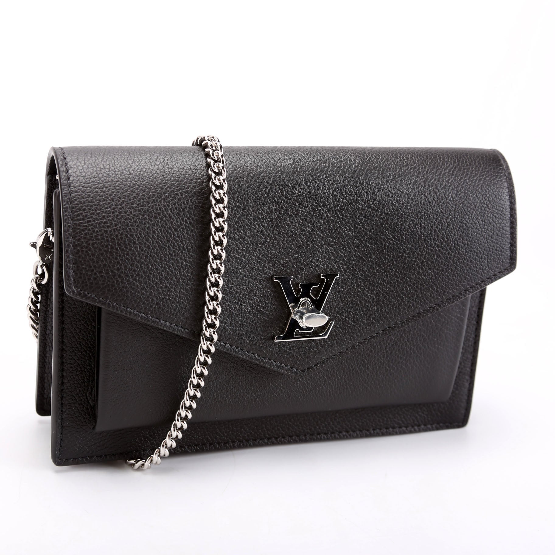 Louis Vuitton LockMe Pochette NV Black Chain Clutch Bag