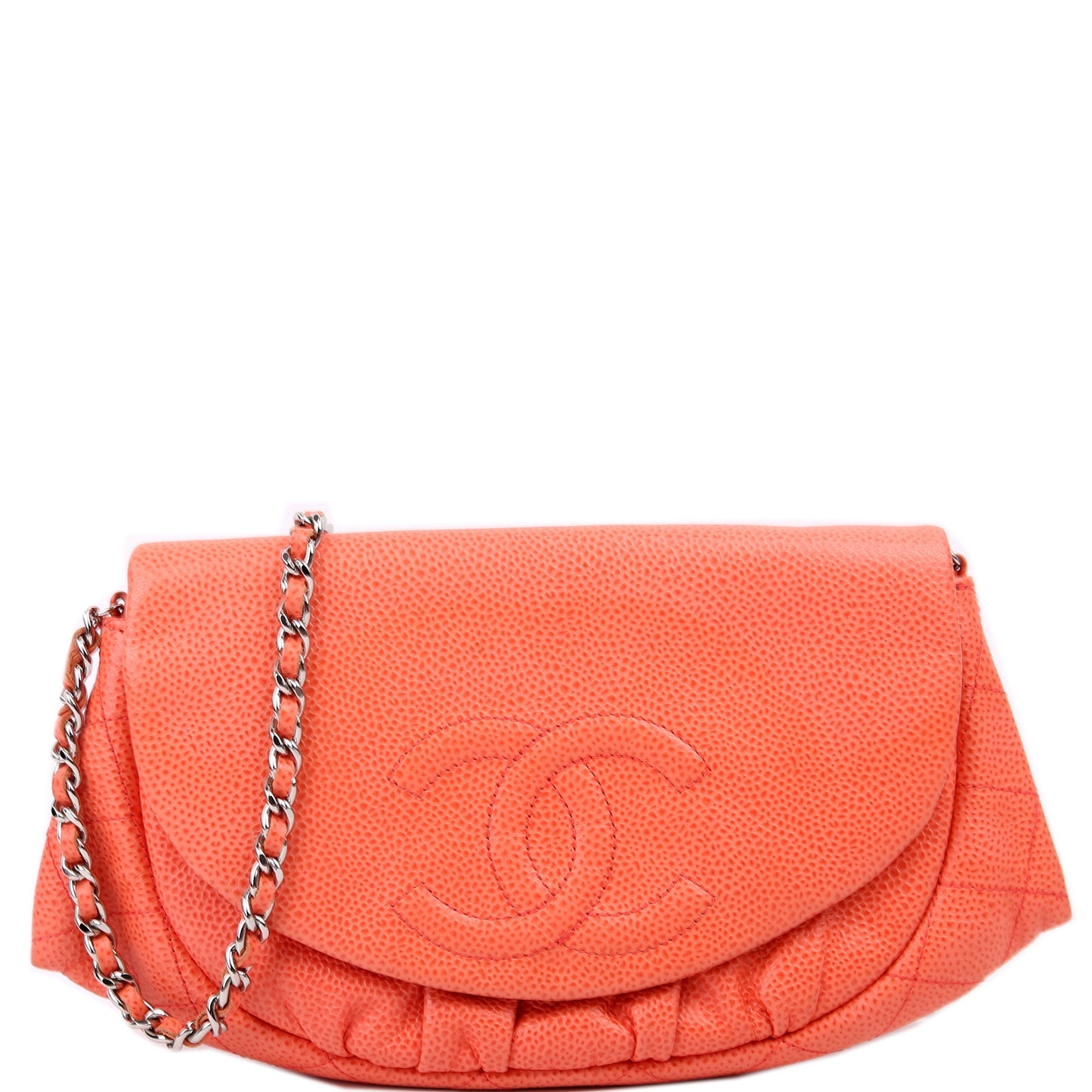 Chanel On Half Moon Caviar Orange Wallet Case