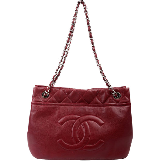 Chanel Timeless CC Soft Caviar 14M Burgundy Tote Bag