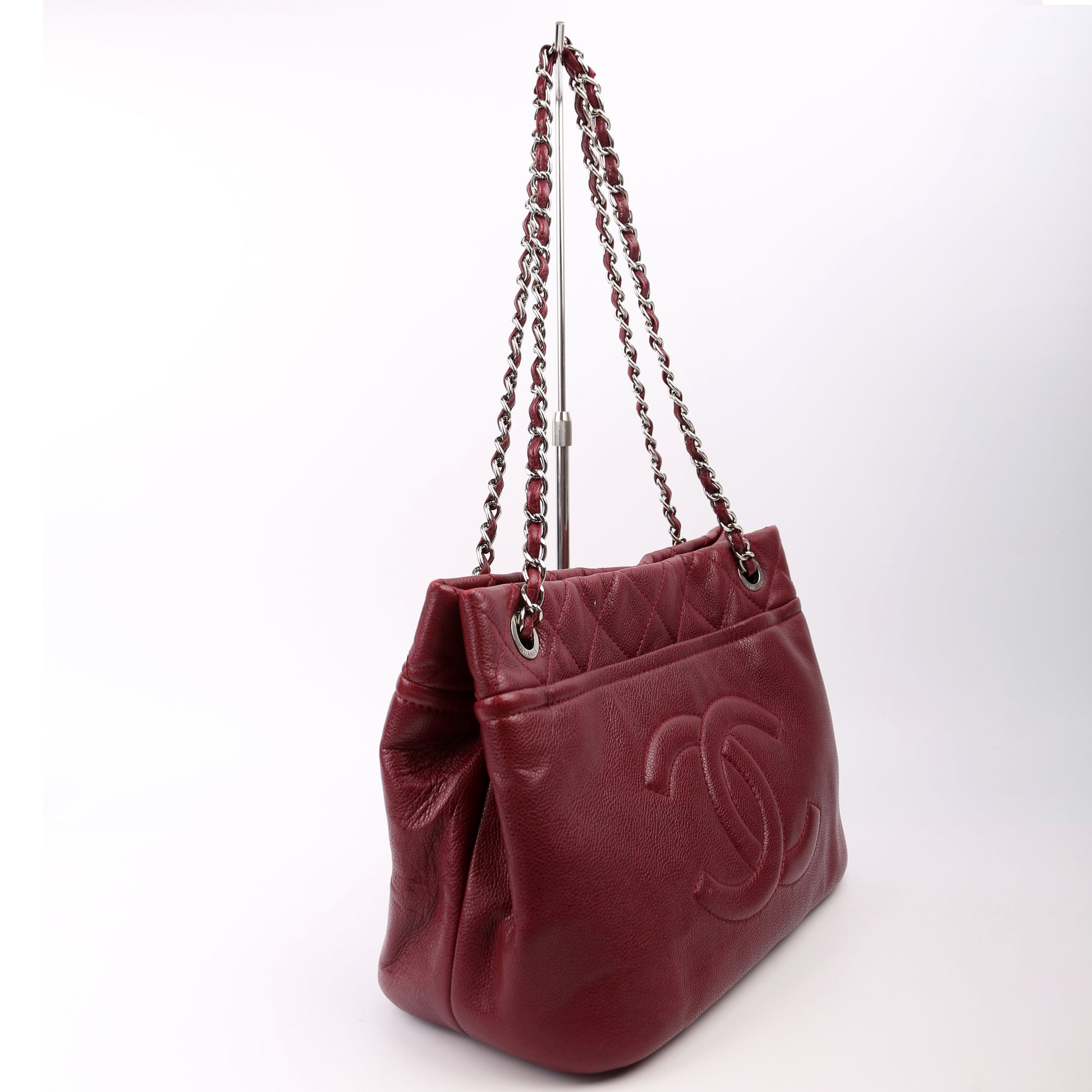Chanel Timeless CC Soft Caviar 14M Burgundy Tote Bag
