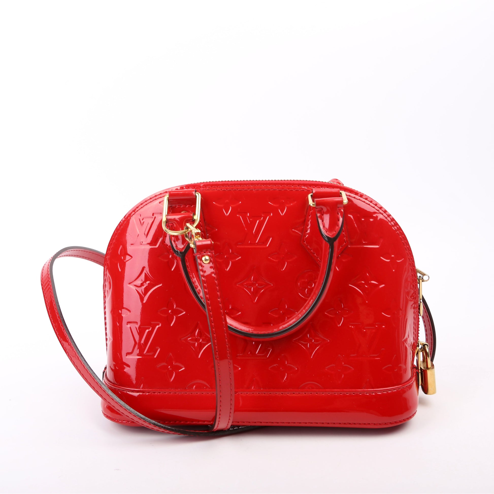 Louis Vuitton Alma BB Vernis Red Handbag Red 4