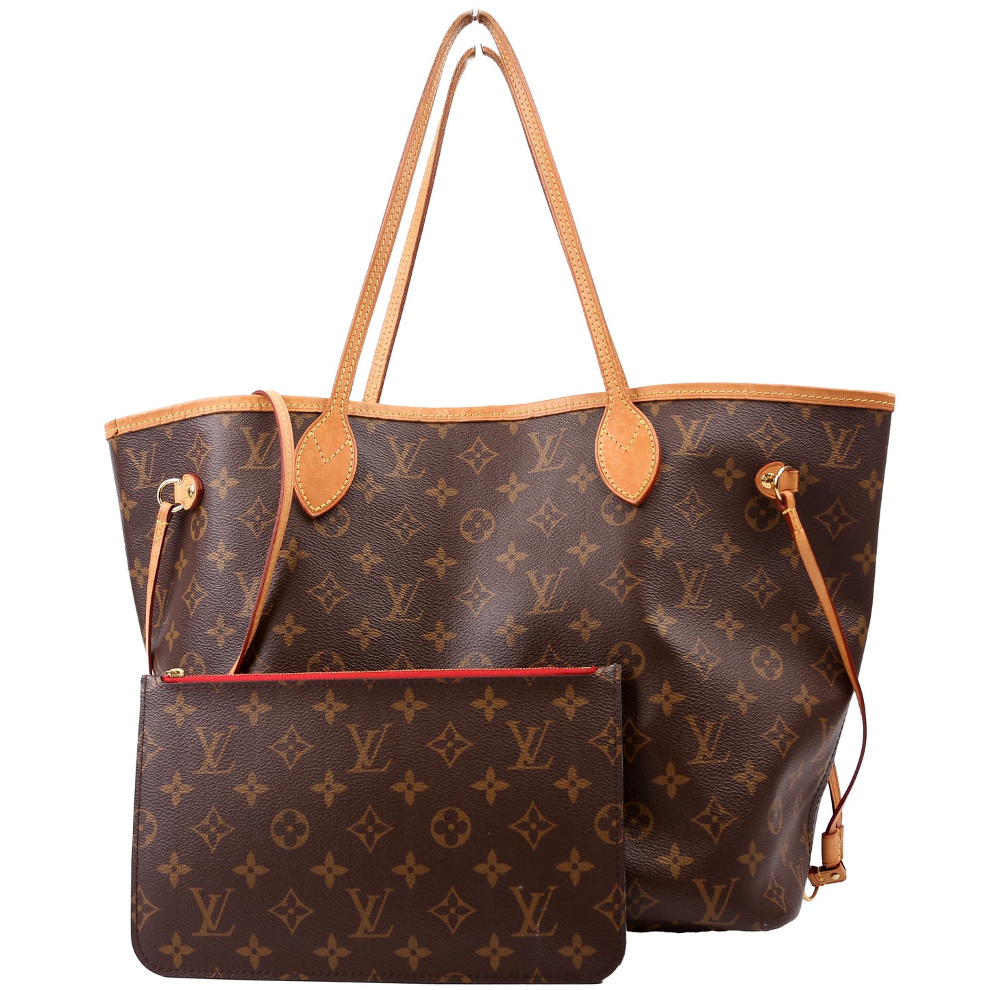 Louis Vuitton Neverfull MM Monogram Red Wallet Case Red 1
