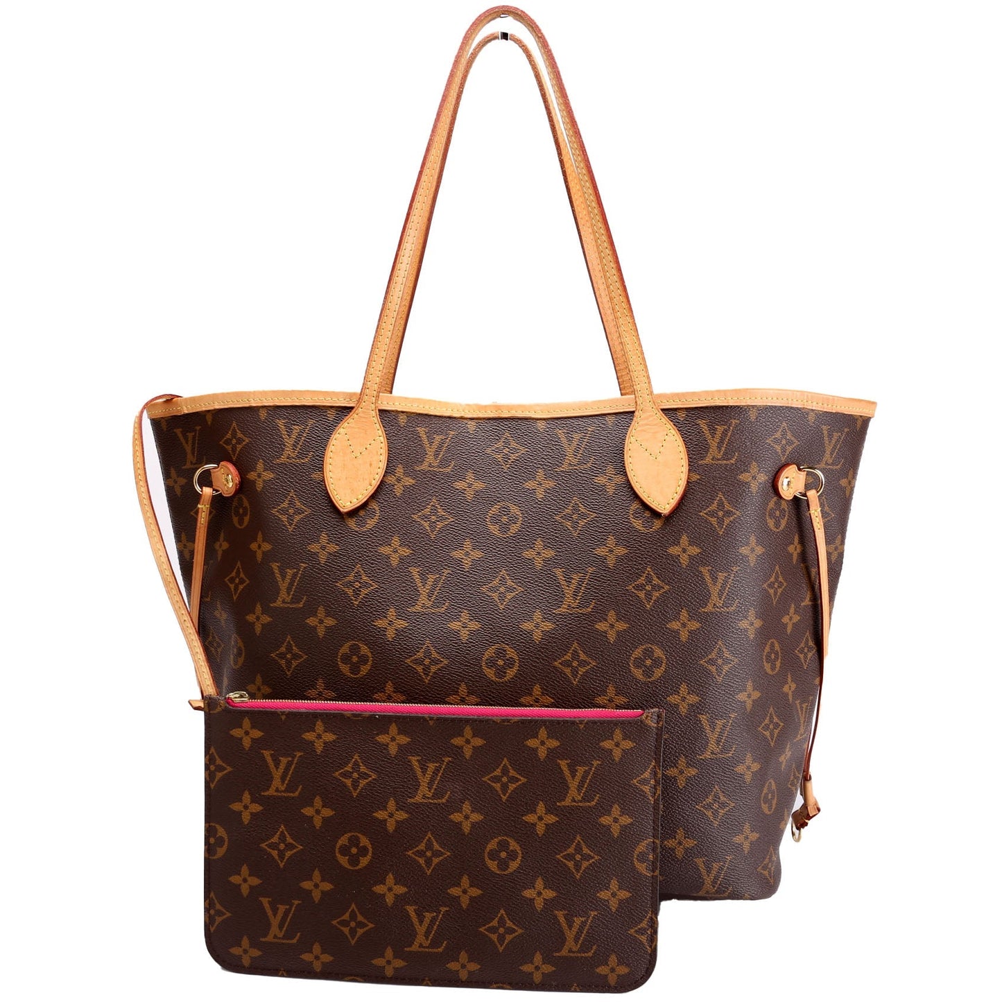 Louis Vuitton Neverfull MM Monogram Pink Wallet Case Pink Interior
