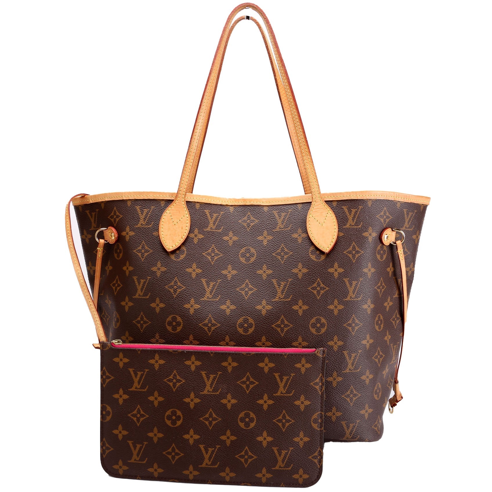 Louis Vuitton Neverfull MM Monogram Pink Wallet Case Pink Interior