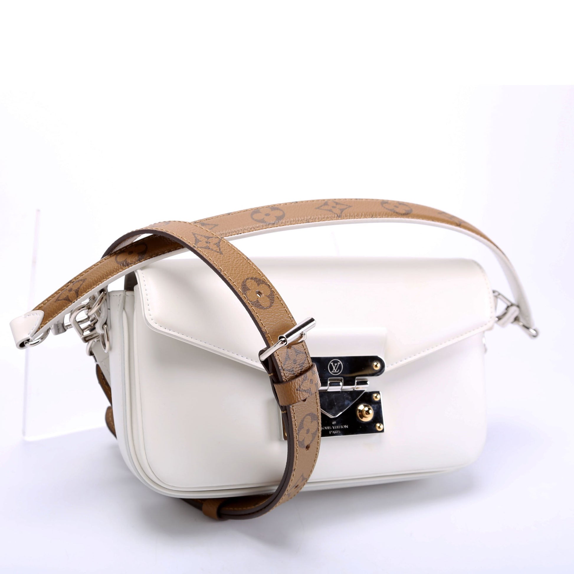 Louis Vuitton Swing Reversed Calfskin Monogram White Brown Handbag