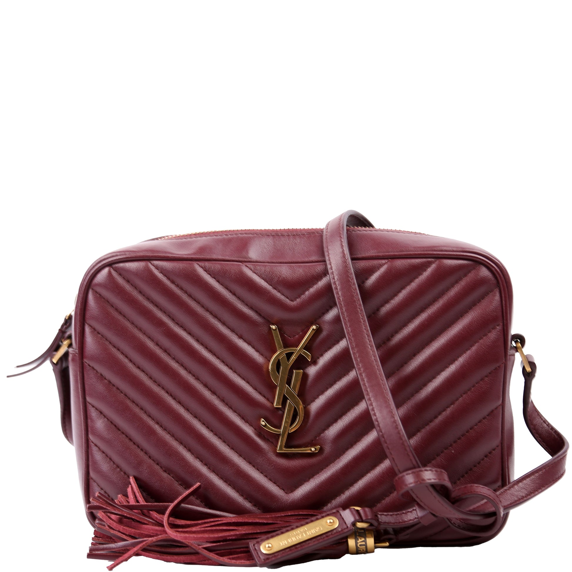 YSL Saint Laurent Lou Camera Burgundy Bag Quilted Travel Bag