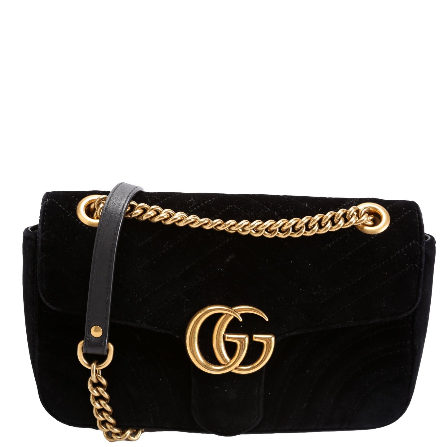Gucci Marmont Velvet Black Small Flap Shoulder Bag