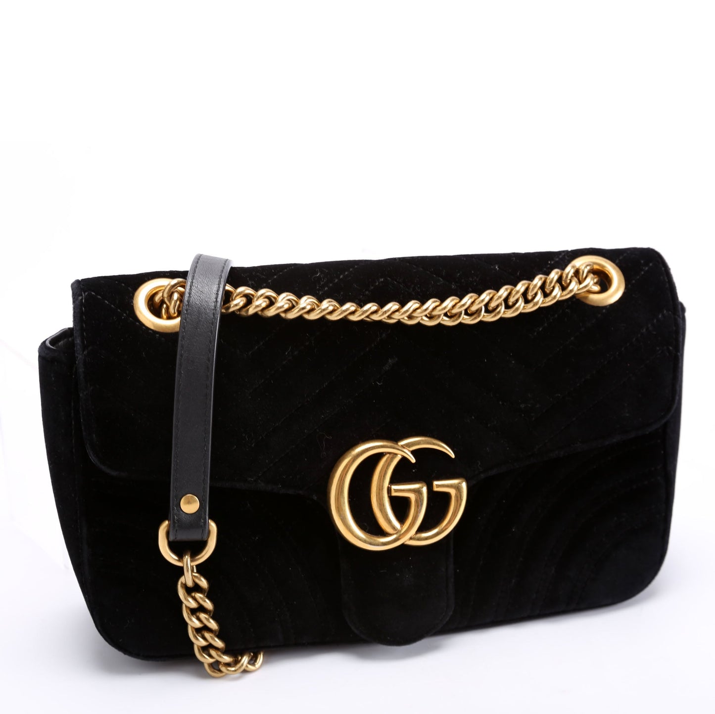 Gucci Marmont Velvet Black Small Flap Shoulder Bag