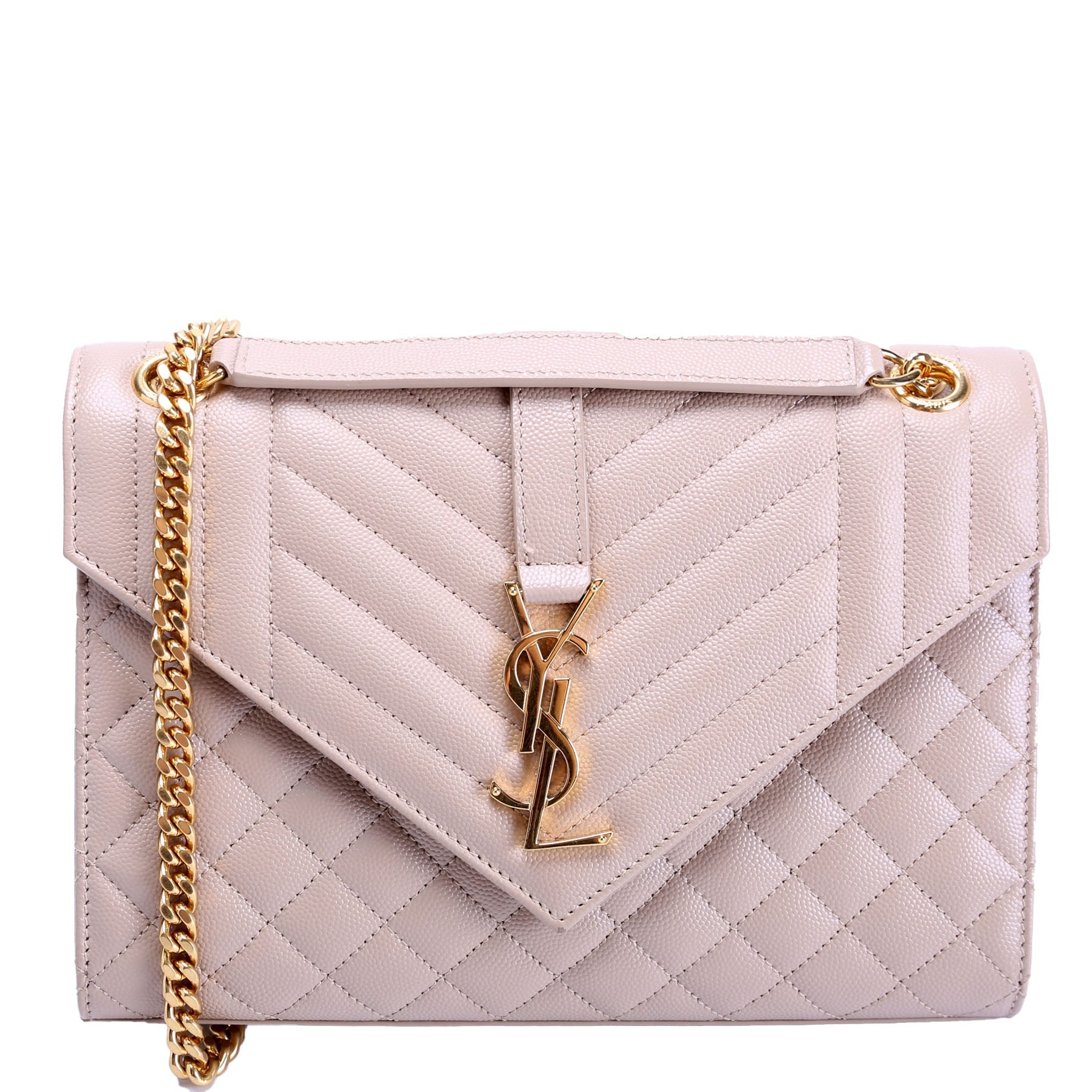 YSL Saint Laurent Saint Laurent Envelope Tri Quilt Nude Bag Medium Travel Bag