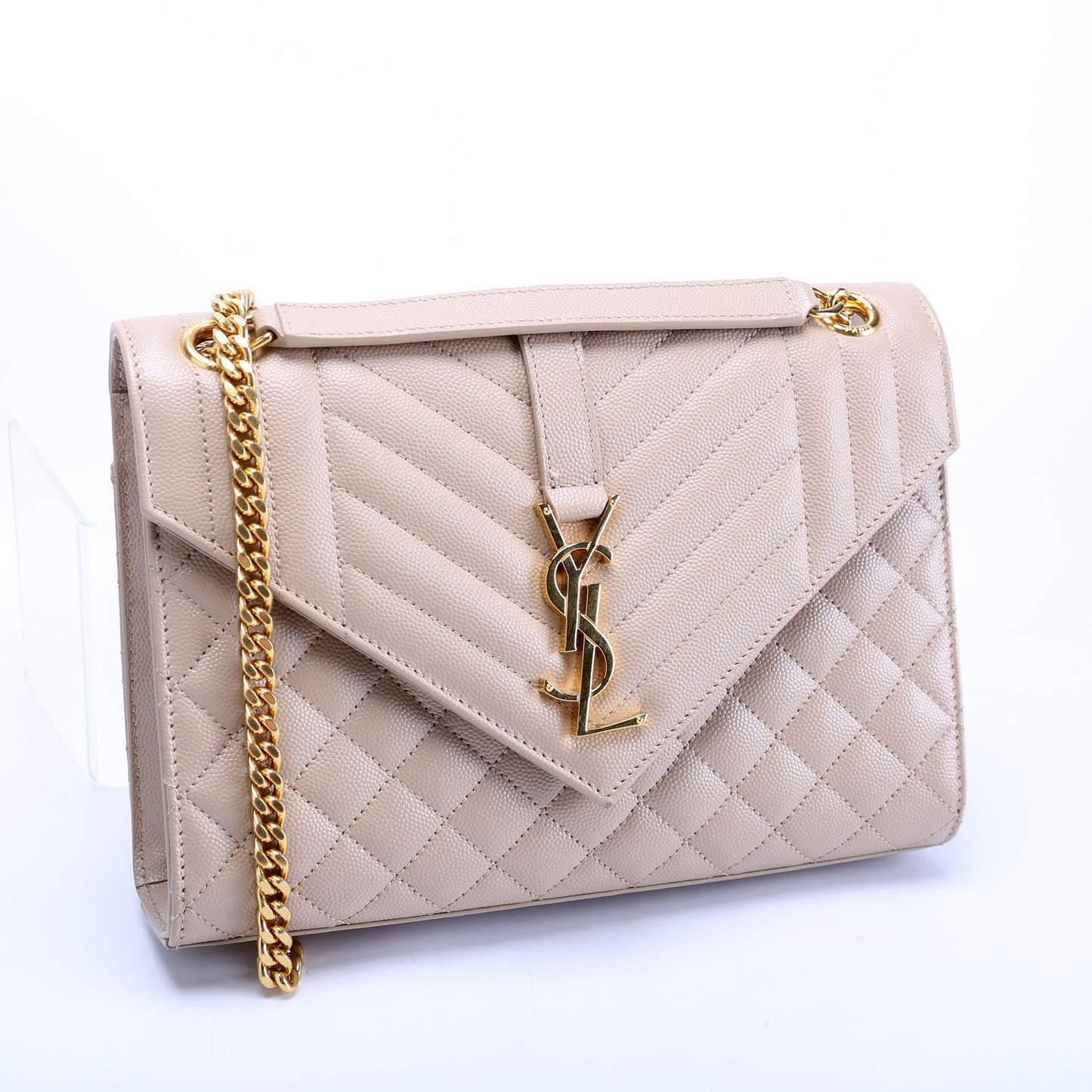 YSL Saint Laurent Saint Laurent Envelope Tri Quilt Nude Bag Medium Travel Bag