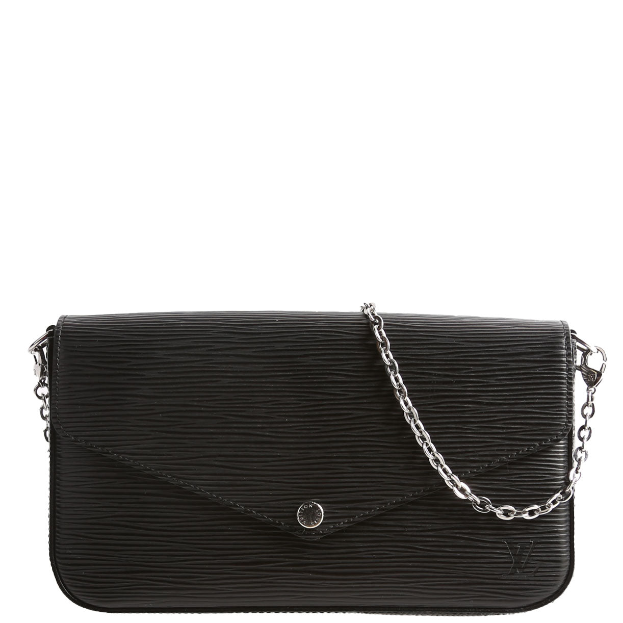 Louis Vuitton Pochette Felice Sier Epi Black Silver Clutch Bag