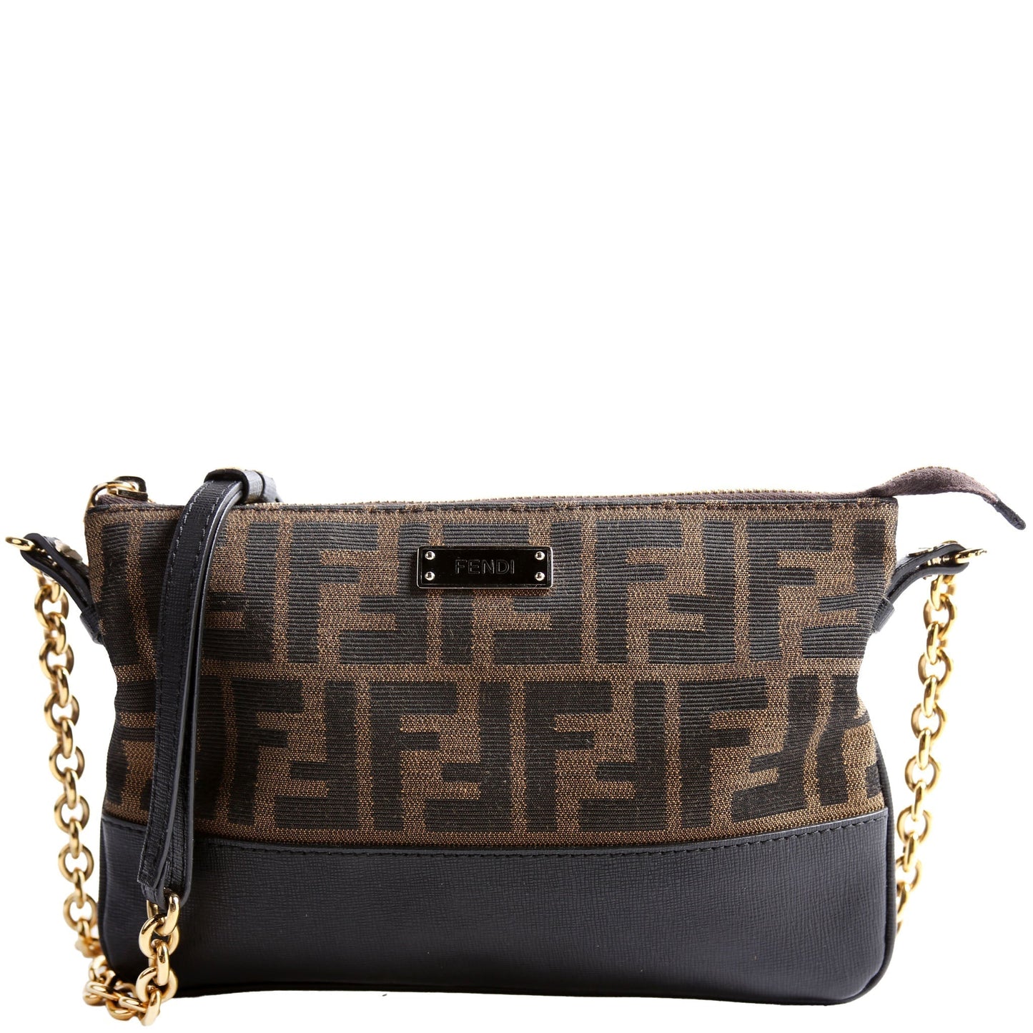 Fendi 8Mo260 Zucca Elite Crossbody Bag Black Brown