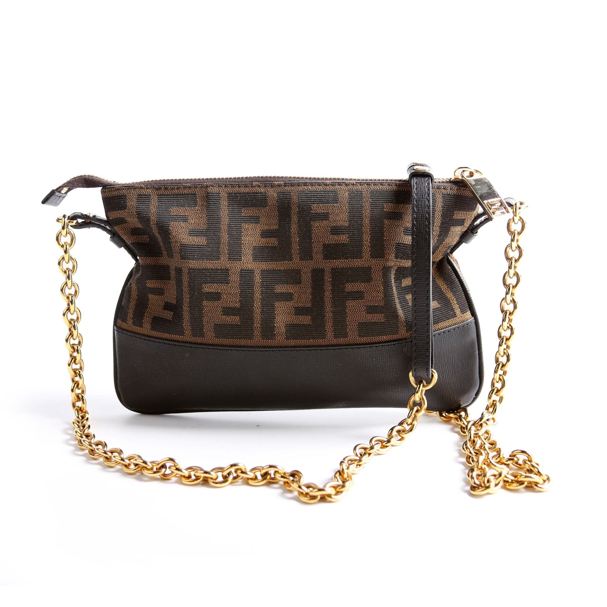 Fendi 8Mo260 Zucca Elite Crossbody Bag Black Brown