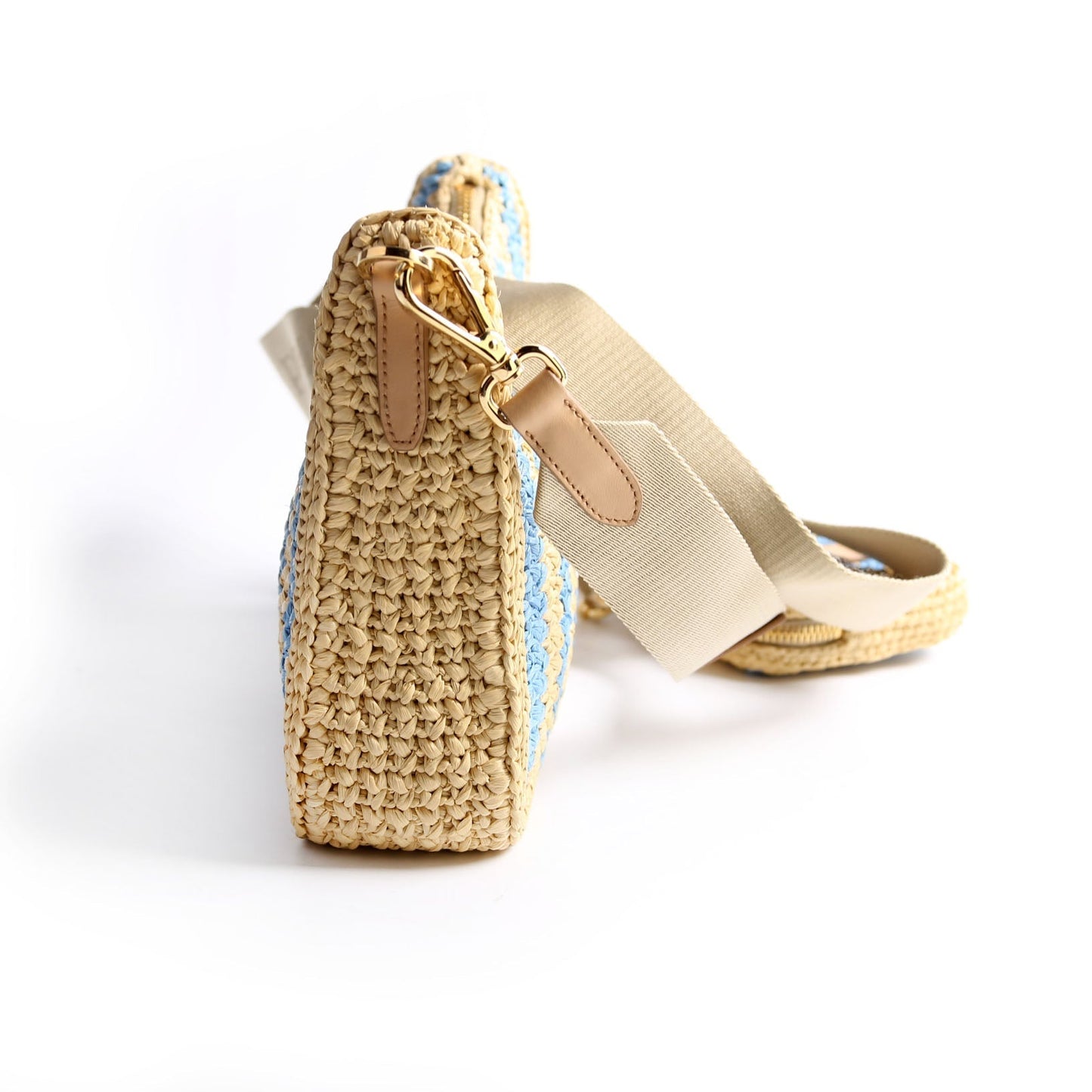 Prada Re Edition Shoulder Bag Raffia Beige Blue Bag