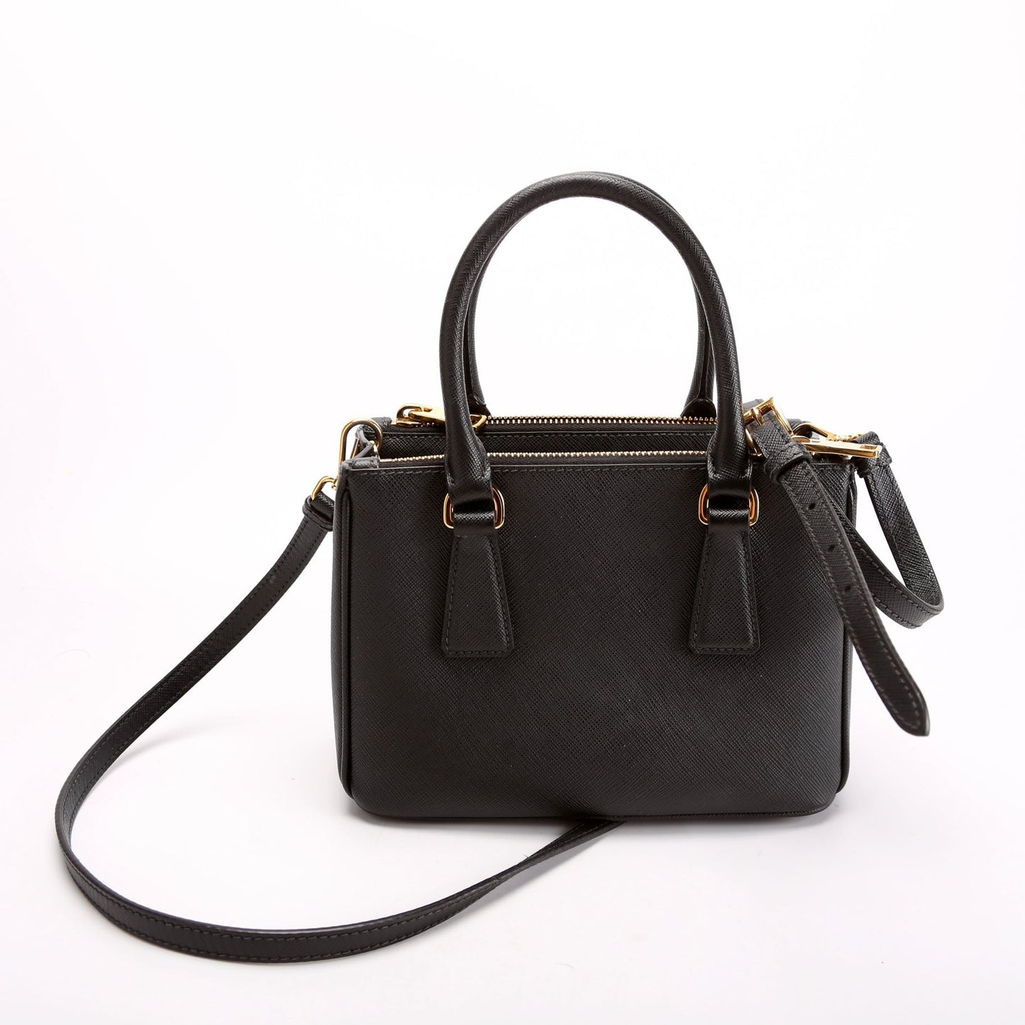 Prada Saffiano Lux Galleria Bag Black Mini Travel Bag