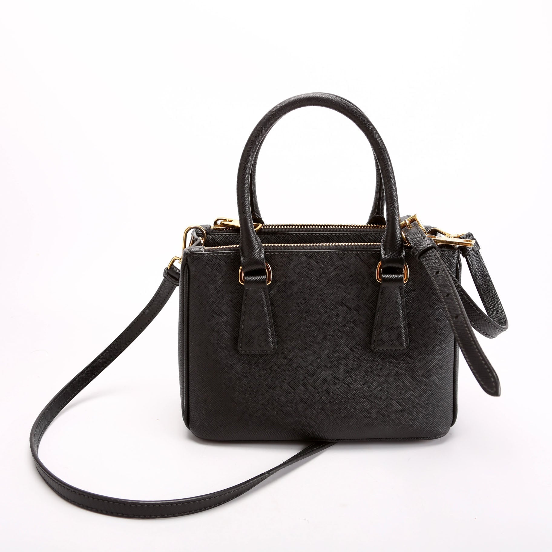 Prada Saffiano Lux Galleria Bag Black Mini Travel Bag