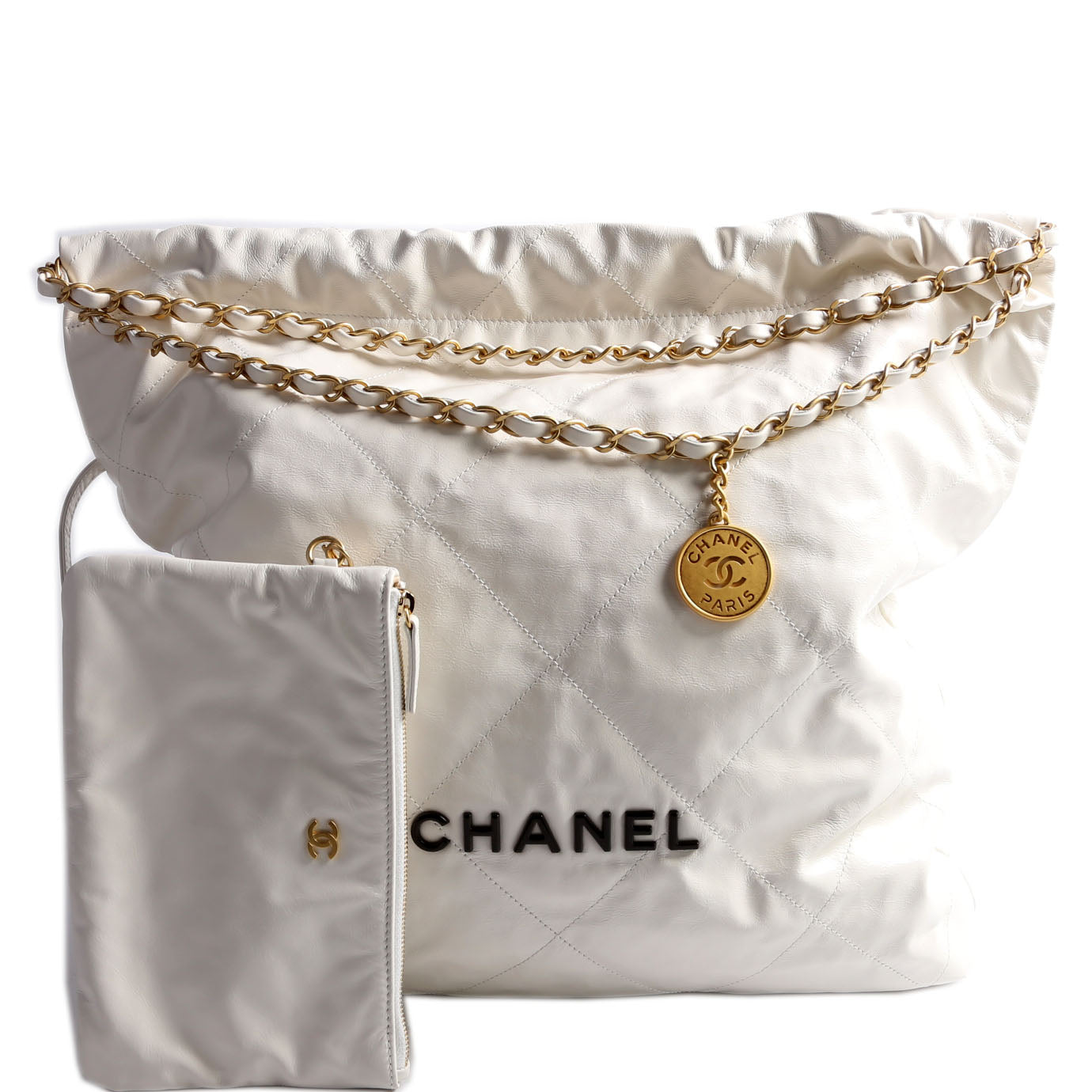 Chanel 22 Quilted Hobo White Shoulder Bag White 2