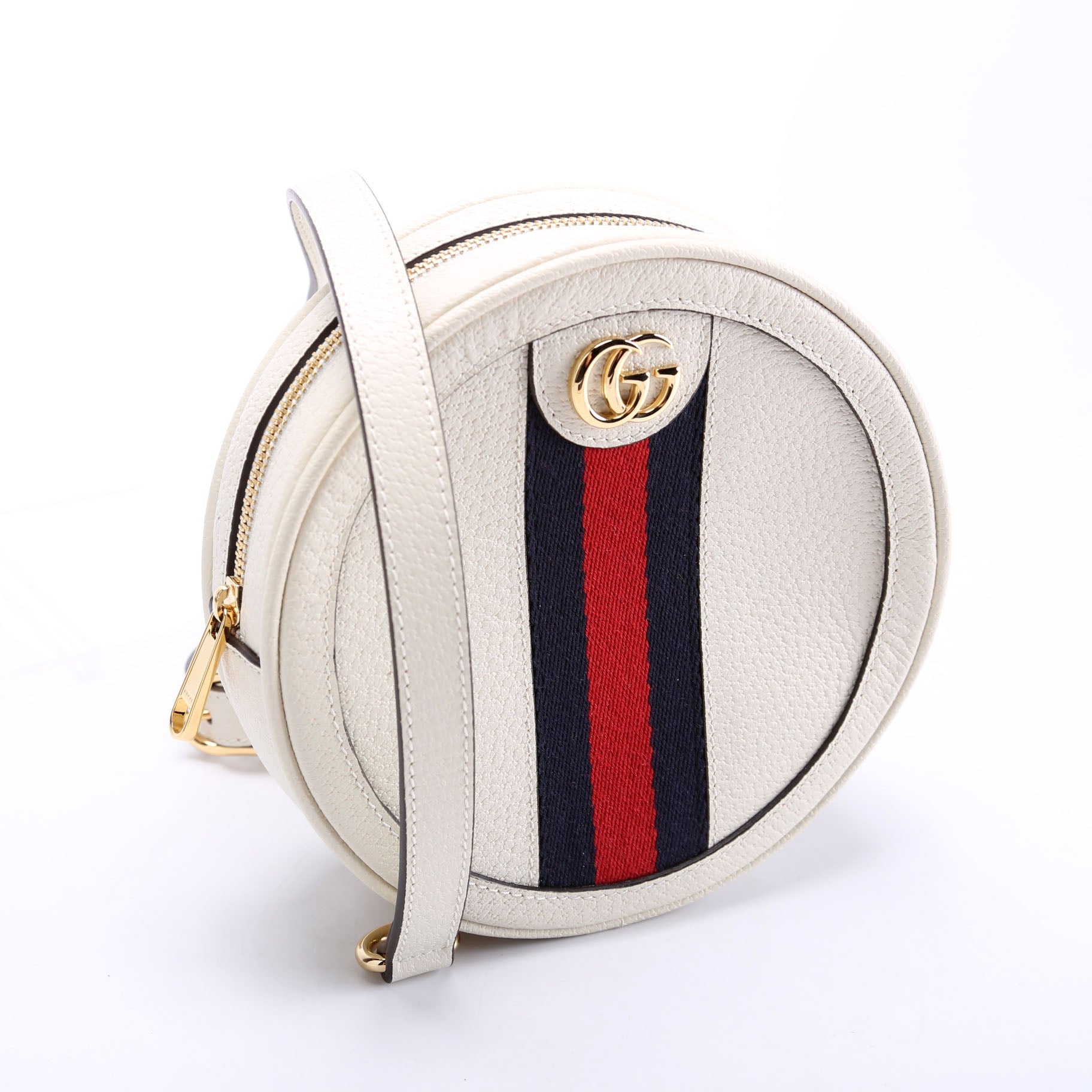 Gucci Ophidia Web Round Backpack White Mini
