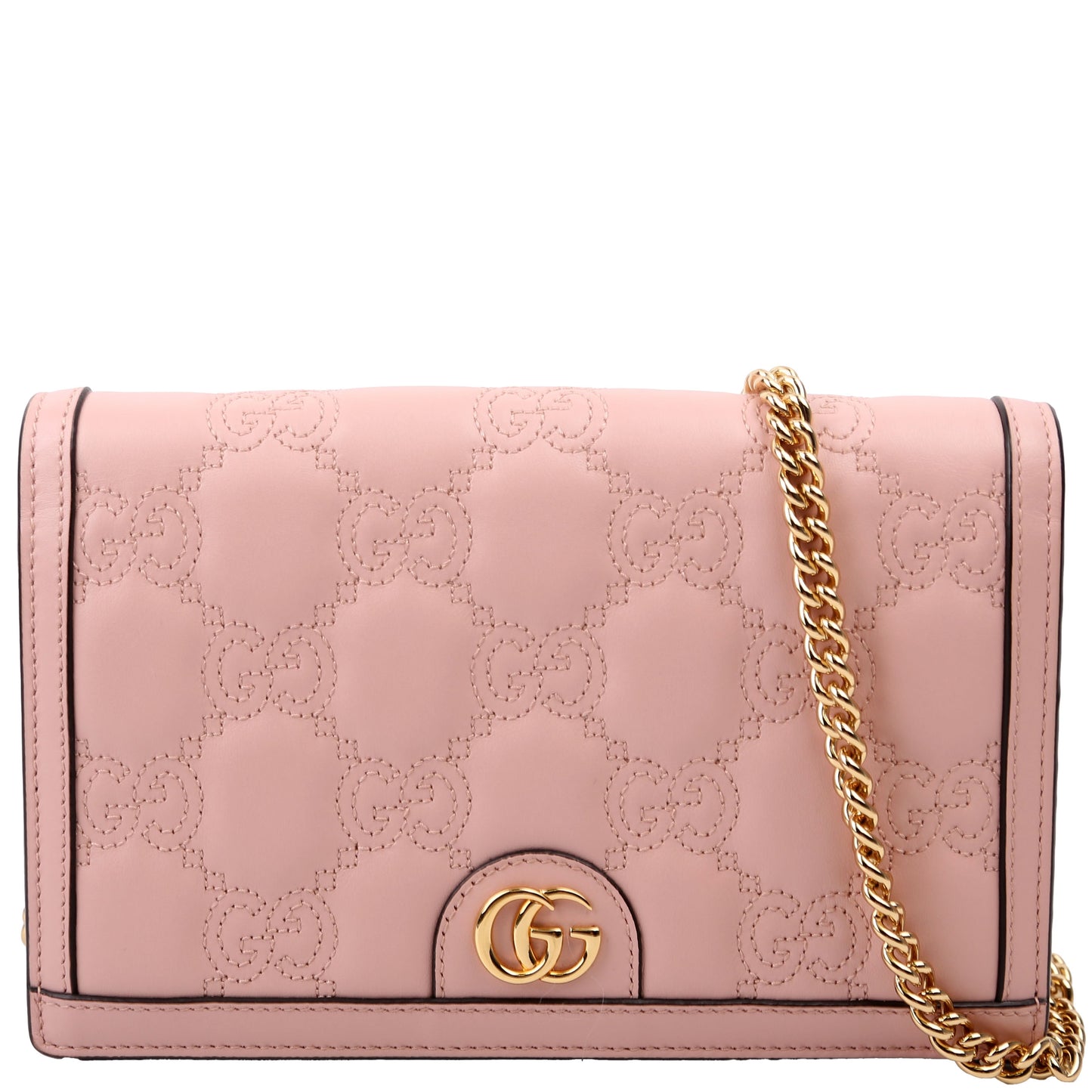 Gucci GG Matelasse Pink Chain Wallet Case