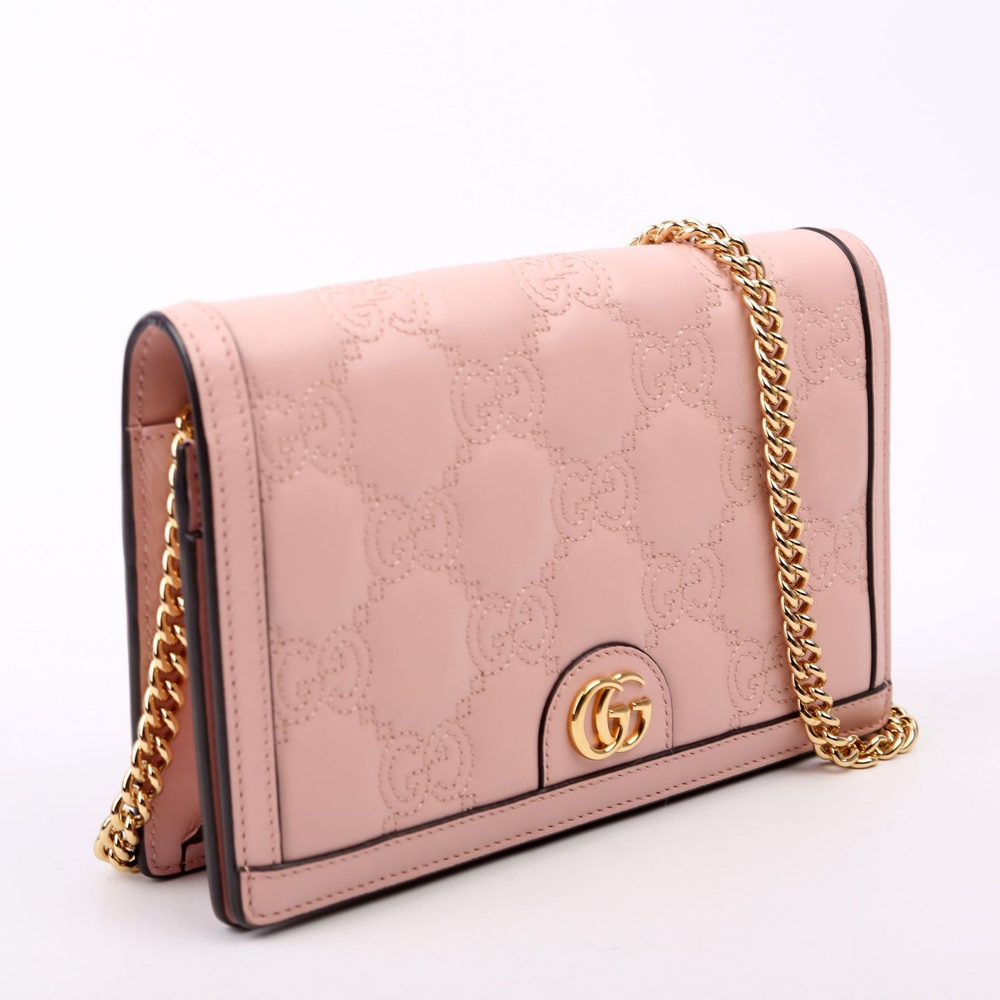 Gucci GG Matelasse Pink Chain Wallet Case