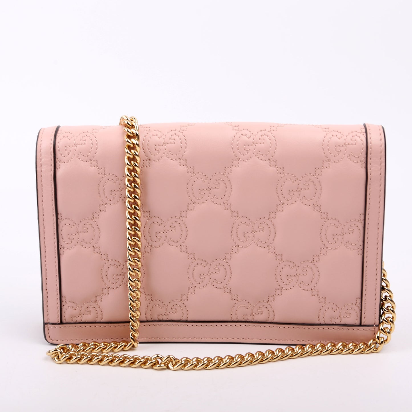 Gucci GG Matelasse Pink Chain Wallet Case
