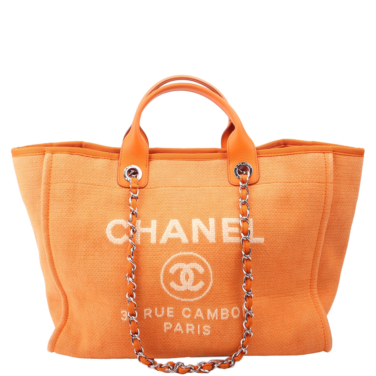 Chanel Deauville Mixed Fibers 20M Orange Handbag