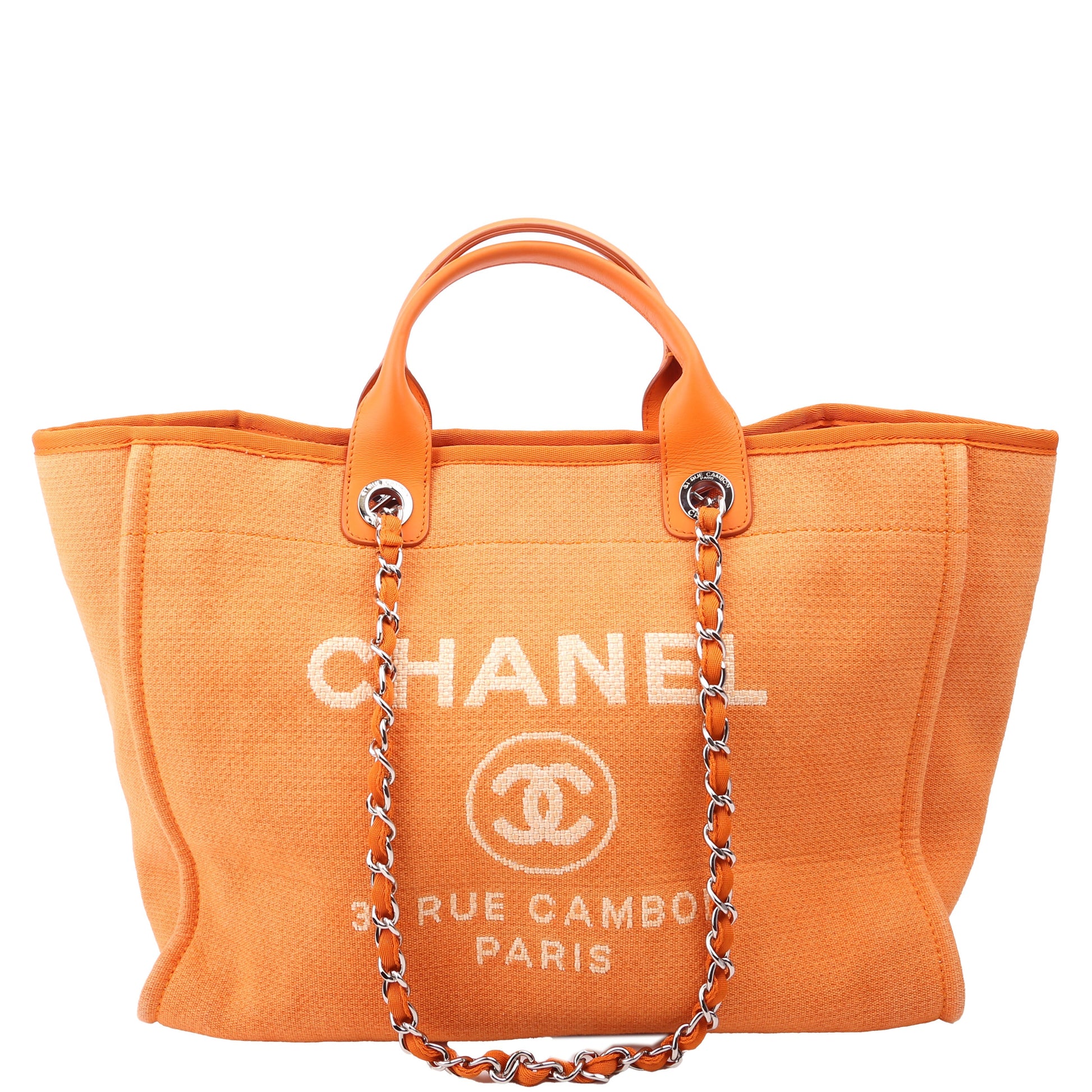 Chanel Deauville Mixed Fibers 20M Orange Handbag