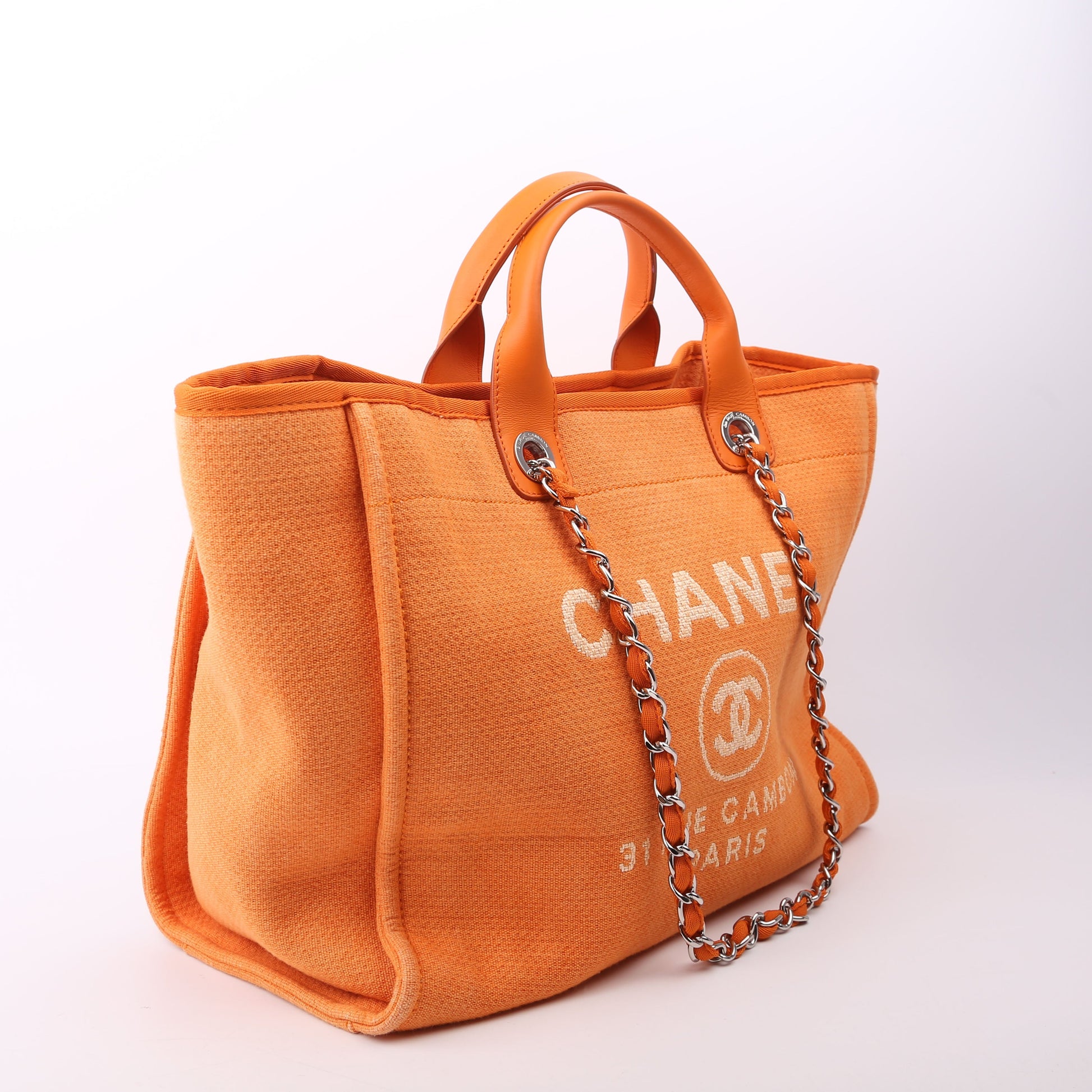 Chanel Deauville Mixed Fibers 20M Orange Handbag