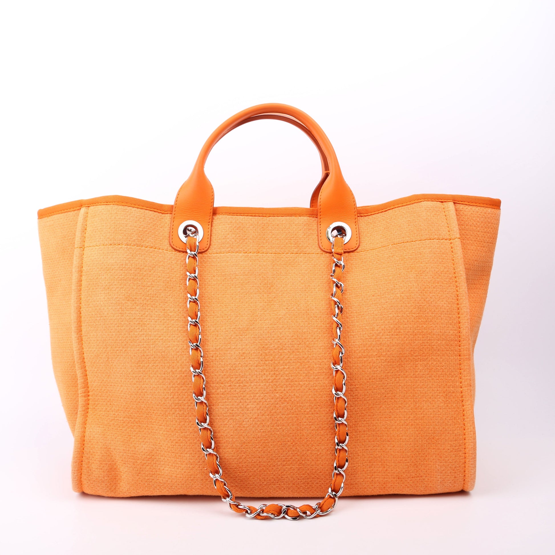 Chanel Deauville Mixed Fibers 20M Orange Handbag