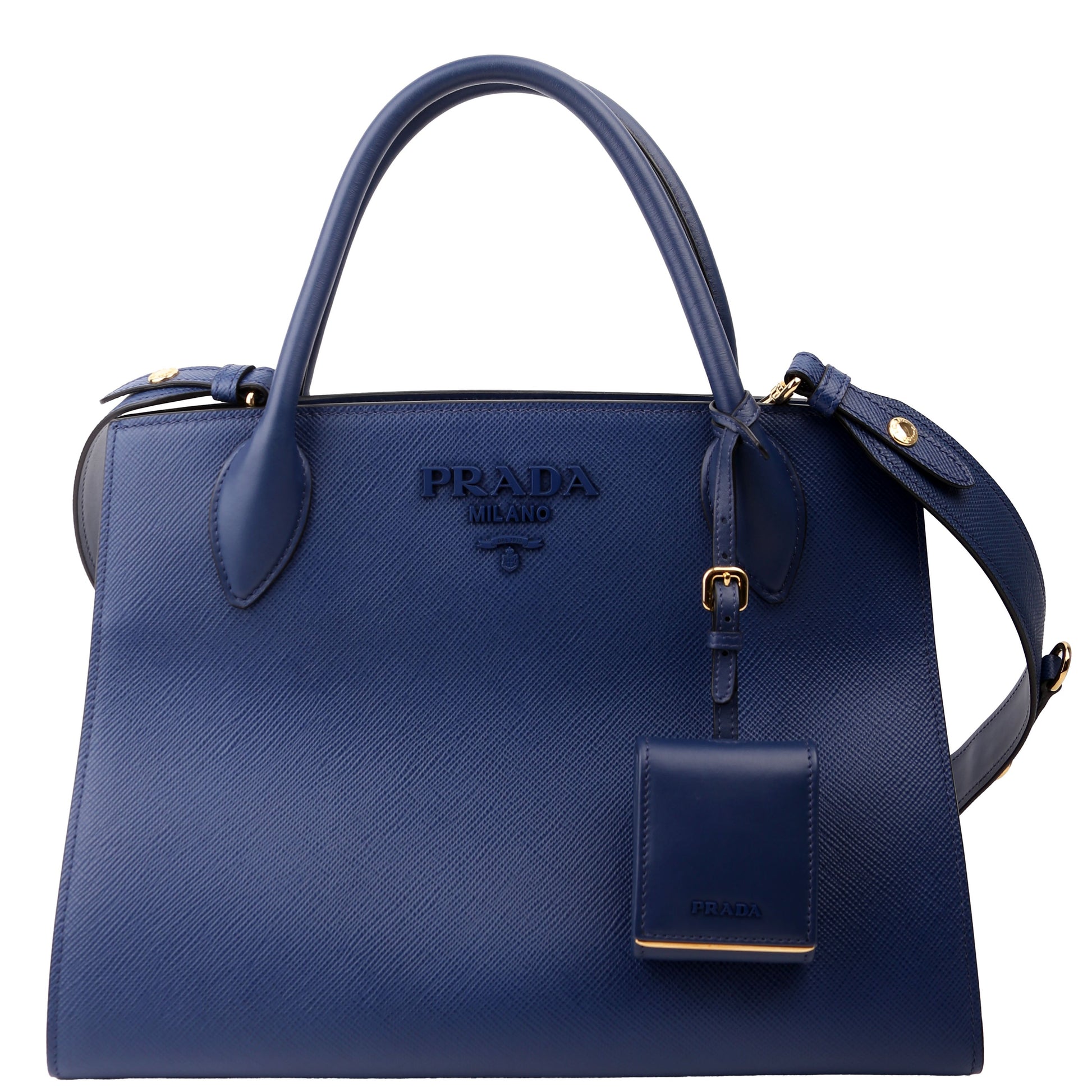 Prada Monochrome Saffiano Cuir Bag Blue Medium Travel Bag