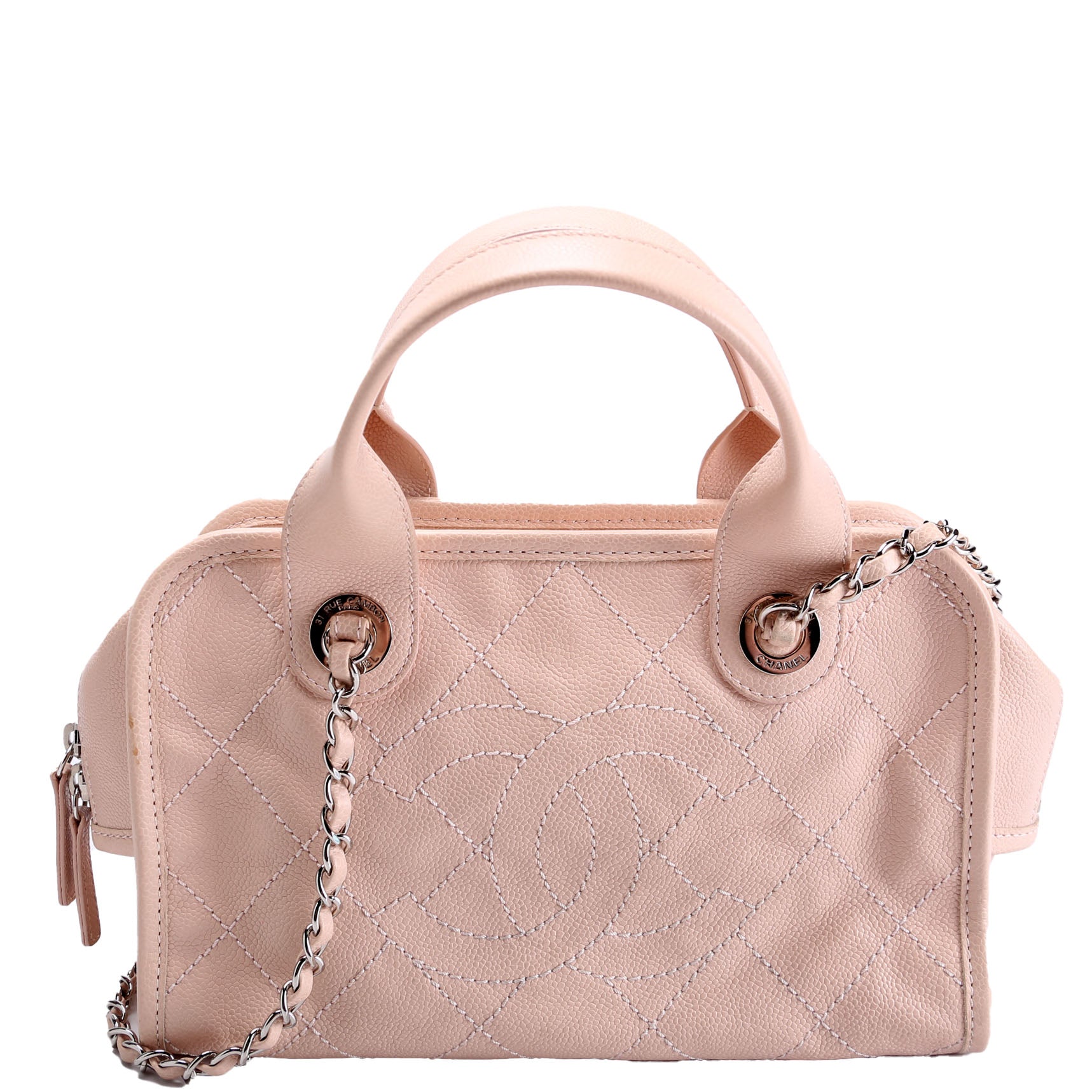 Chanel Deauville Bowling Caviar Pink Small Handbag