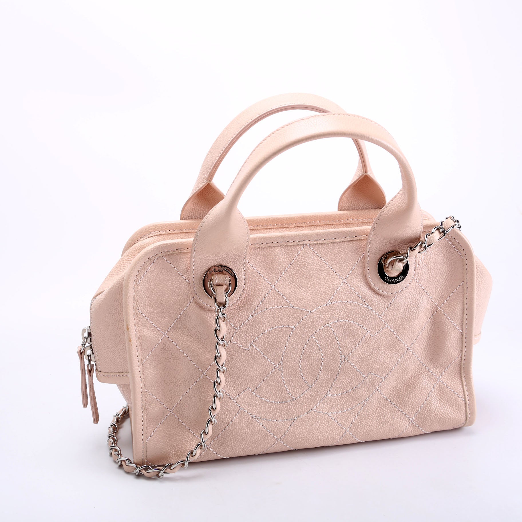 Chanel Deauville Bowling Caviar Pink Small Handbag