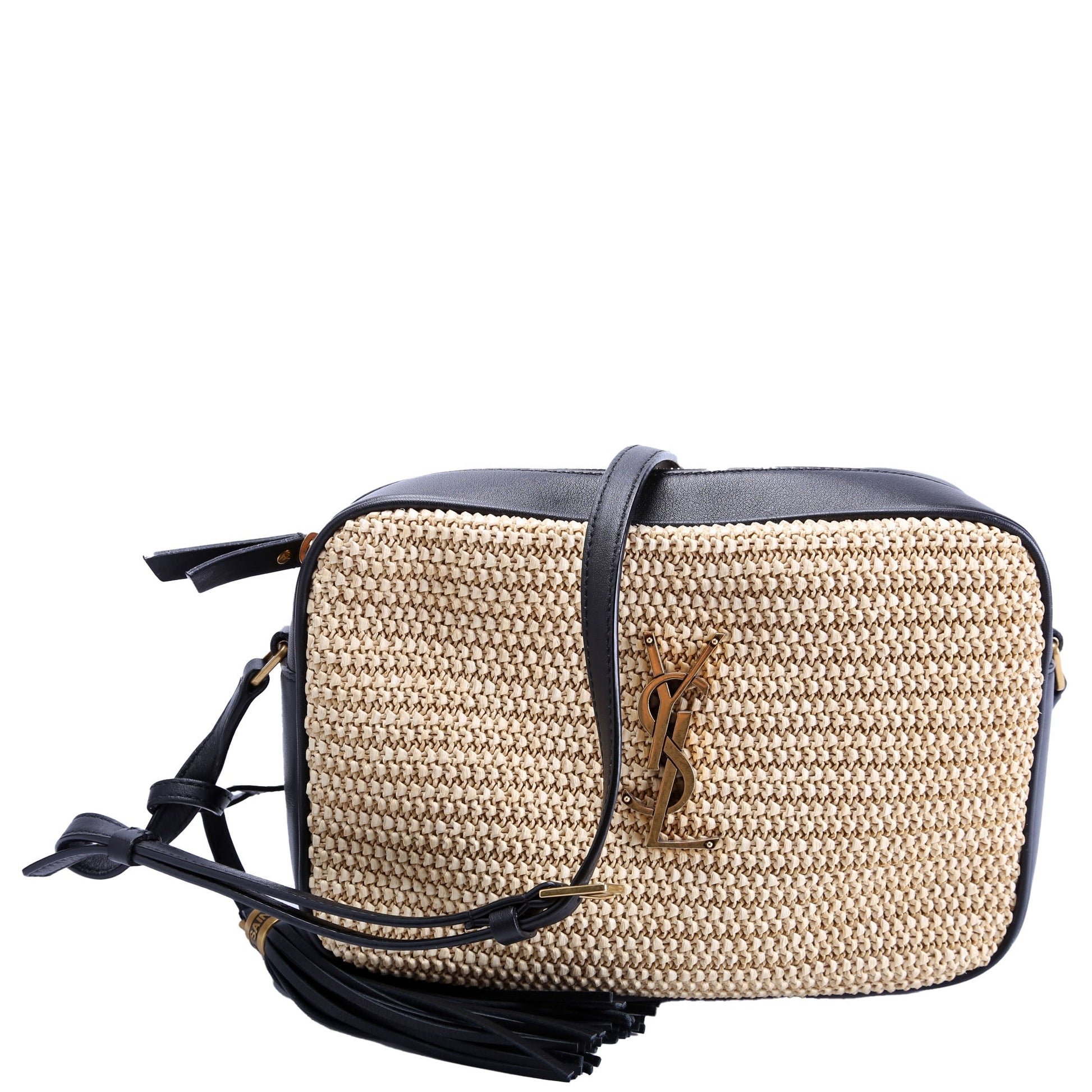 YSL Saint Laurent Saint Laurent Lou Camera Bag Raffia Tan Travel Bag