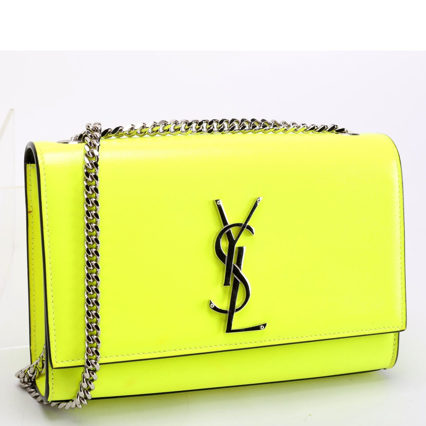YSL Saint Laurent Saint Laurent Kate Satchel Grain Neon Yellow Small Travel Bag